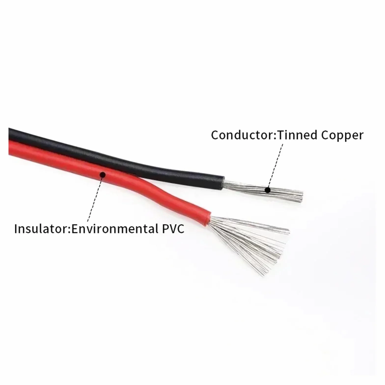 2~50 m UL2468 dwurdzeniowy kabel 30 28 26 24 22 20 18 16AWG OFC cynowana miedź w izolacji PVC przedłużacz elektryczny równoległy drut LED(White-White,50 meters,22AWG (0.3mm2))