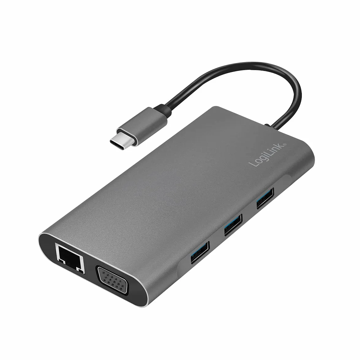 LogiLink UA0383 - USB 3.2 (Gen 1) stacja dokująca z 10 portami i PD (Power Delivery) 100 W, 1 x USB-C (PD) / 3 X USB 3.0/1 x HDMI / 1 x VGA / 1 x RJ45 / 1 x microSD / 1 x SD / 1 x 3,5 mm