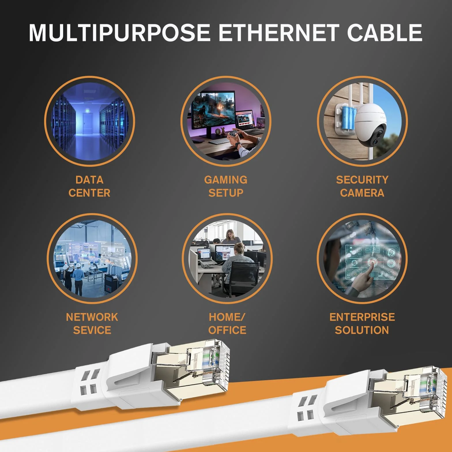 Ercielook Kabel Ethernet CAT8 0,2 m (5 szt.), wysoka prędkość 40 Gb/s, 2000 MHz, ekranowany, płaski kabel sieciowy, profesjonalny kabel internetowy RJ45 do routera/komputera / gier, modemu/panelu