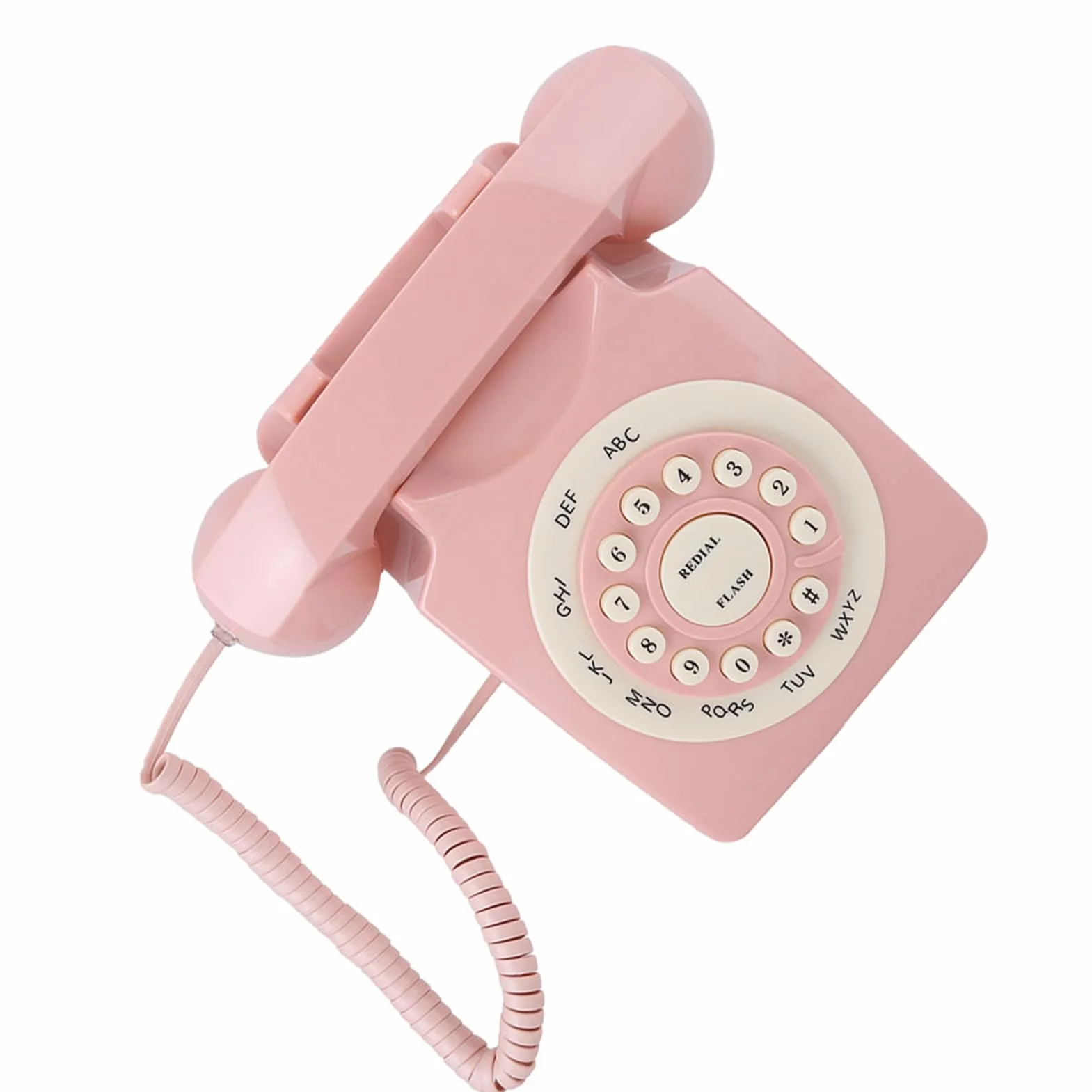 Telefon w Stylu Vintage — jakość Rozmów w Wysokiej Rozdzielczości do Domowego Biura — Różowy Telefon Stacjonarny w Stylu Retro z dużą klawiaturą — Idealny Styl Vintage do Komunikacji