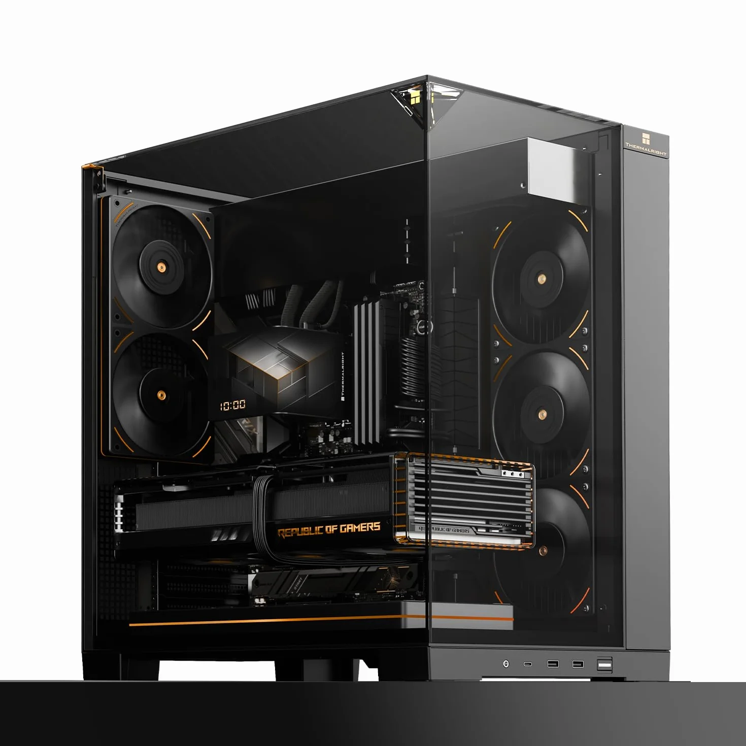 TR-Thermalright A70 panoramiczna obudowa przeszklona ukryte zarządzanie kablami + montaż bez użycia narzędzi, obsługuje płyty główne ATX, M-ATX i ITX oraz karty graficzne do 420 mm, zaprojektowana do