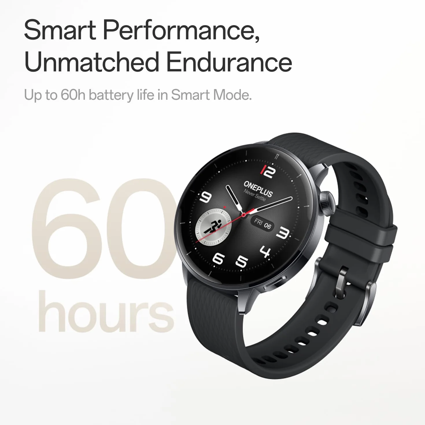 OnePlus Watch 3 Smartwatch, obudowa ze stali nierdzewnej 43 mm, bateria do 60 h, 100+ trybów sportowych, IP68 i 5ATM, zegarek fitness do kontroli zdrowia - czarny
