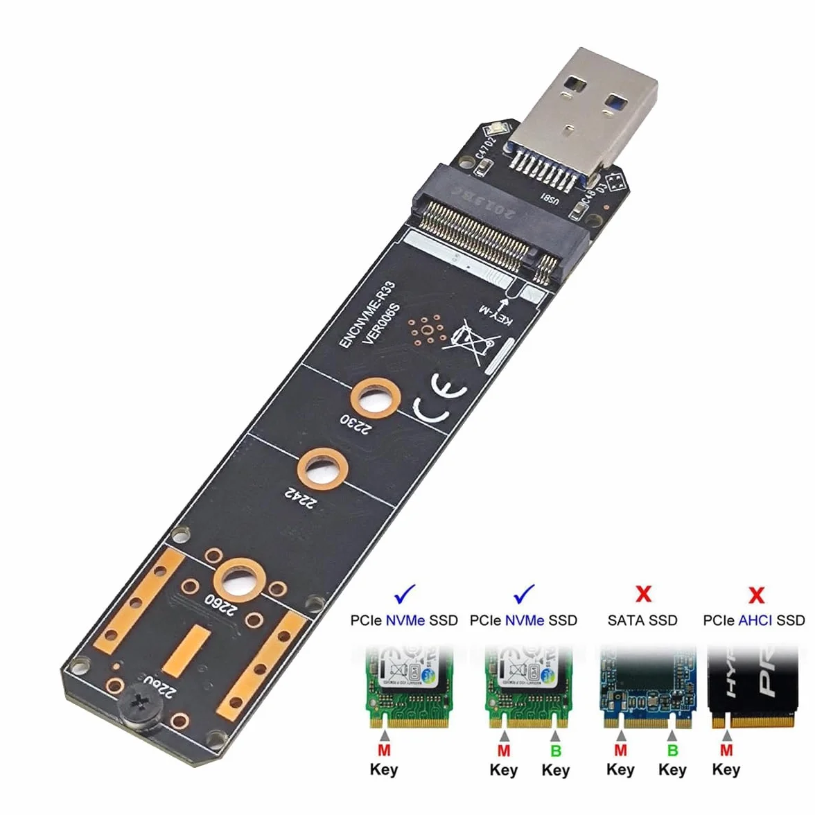 DollaTek Adapter USB M.2 Nvme na USB adapter przeno?ny Ssd 10 Gb/s USB 3.2 Gen 2 chip mostkowy M.2 Nvme adapter USB