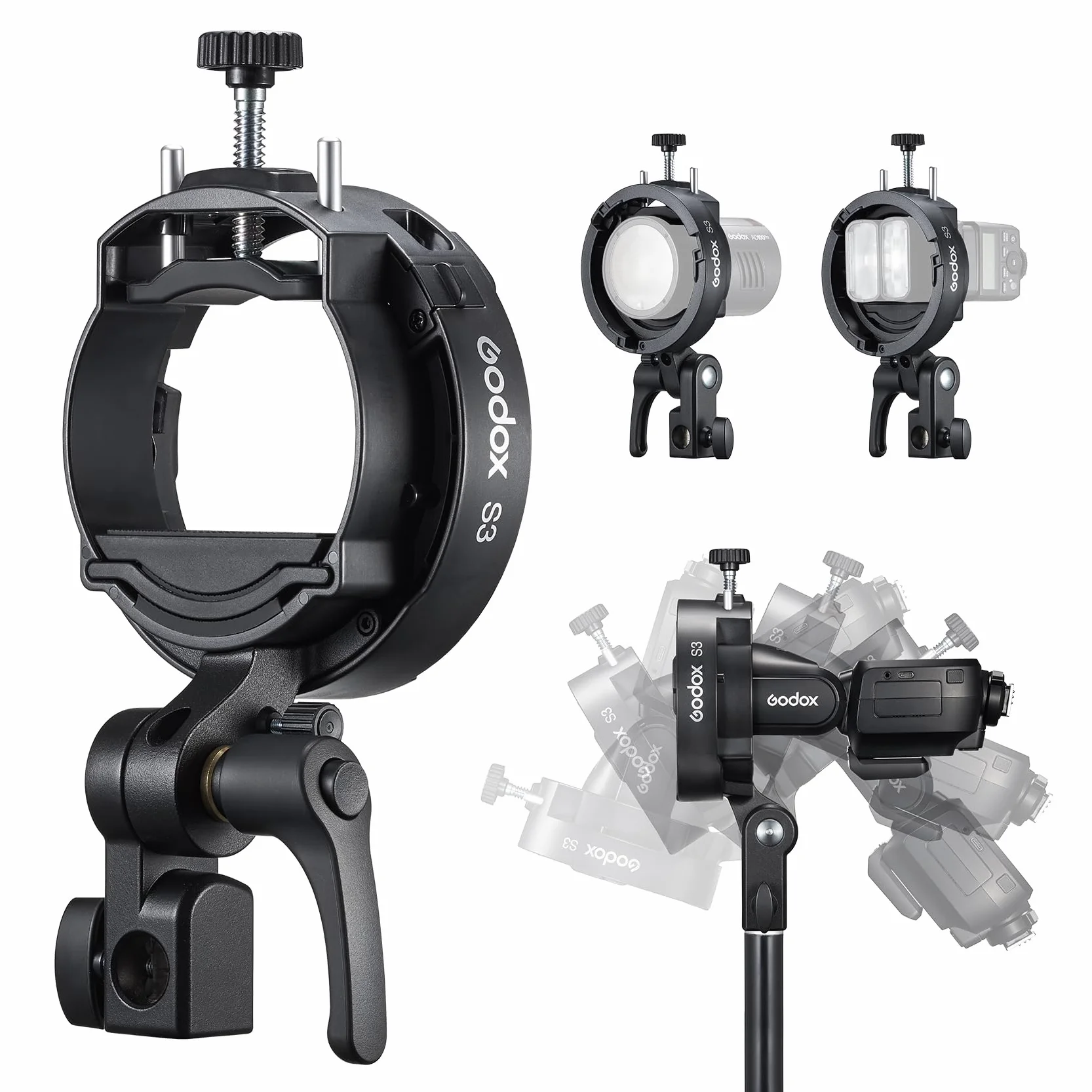 Godox S3 uchwyt do lampy błyskowej Bowen mocowanie typu S do GODOX V1PRO V100 V860III TT350 AD100 AD200 AD200Pro AD300 Speedlite Flash
