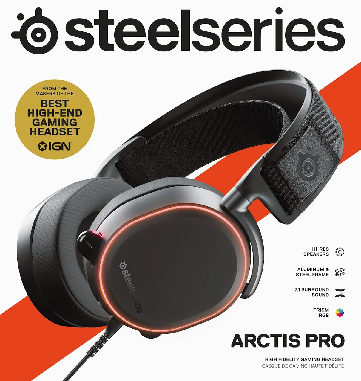 SteelSeries Arctis Pro – Gamingowy zestaw słuchawkowy – Przetworniki Hi-Res – DTS Headphone:X v2.0 Surround