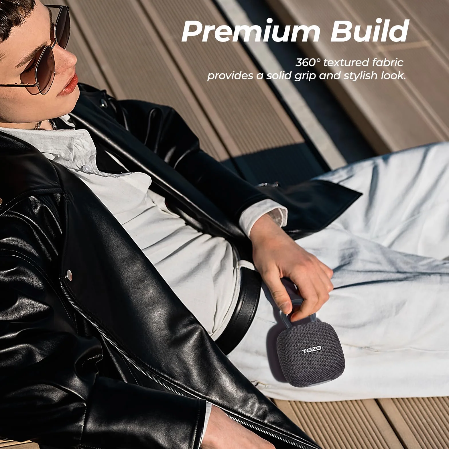 TOZO PE1 Przenośne głośniki Bluetooth z regulowanym karabińczykiem, bezprzewodowy mini głośnik prysznicowy Bluetooth z IPX8, wodoodporny, 32H Playtime Punchy Bass Audio Speaker do domu, podróży