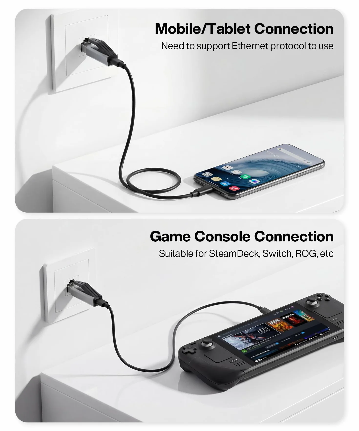 Adapter USB C na Ethernet, złącze USB-C żeńskie na męskie złącze gigabitowe RJ45 1000 Mb/s do Chromebooka/MacBooka Pro, Thunderbolt 3 typu C Network Dongle