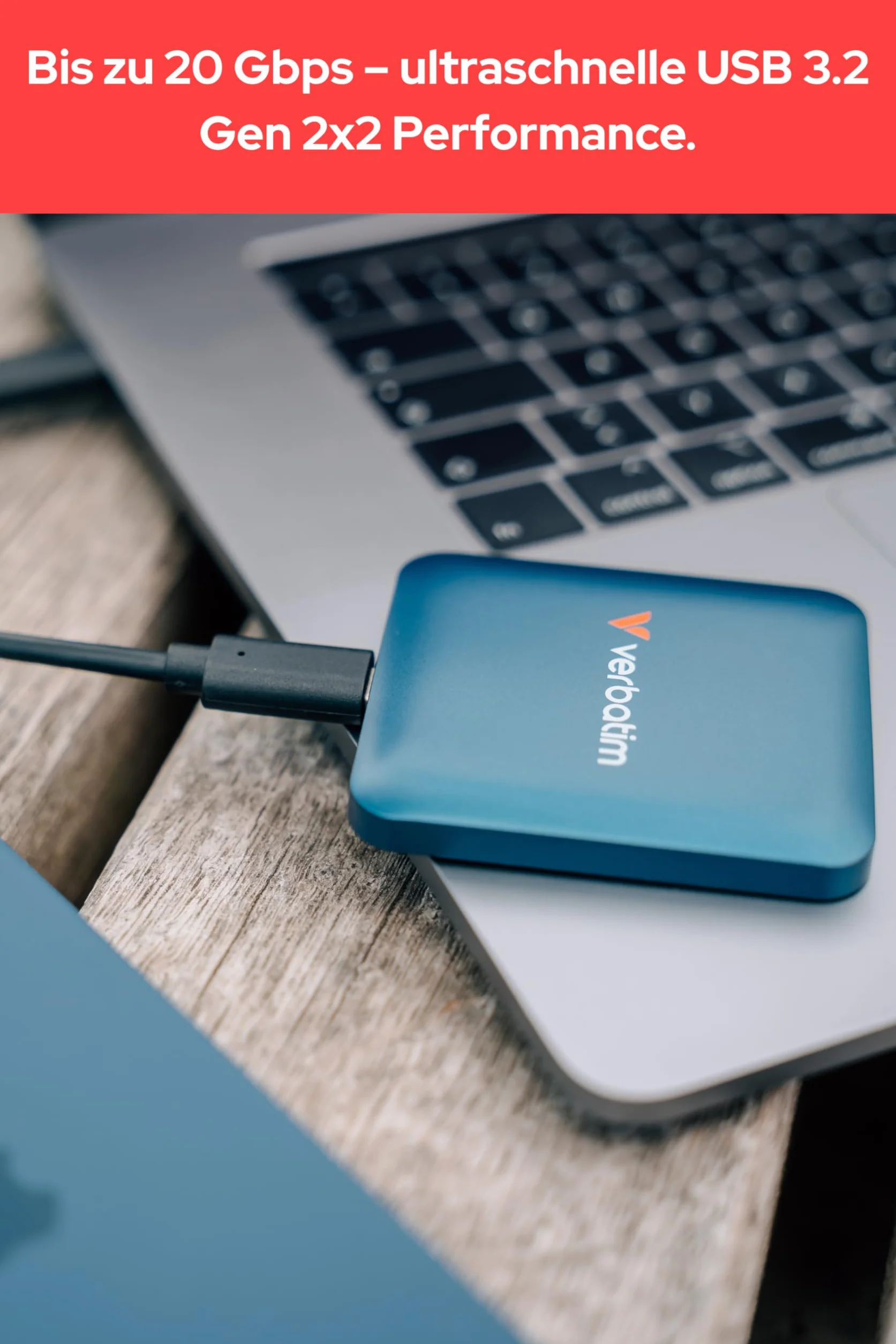 Verbatim Snapback SSD 512 GB, zewnętrzny dysk SSD, USB 3.2 Gen 2 x 2, odczyt do 1900 MB/s i zapis 1800 MB/s, przenośny zewnętrzny dysk twardy z kablem USB C 20 cm, do iPhone, Android, PC i Mac, Mocha