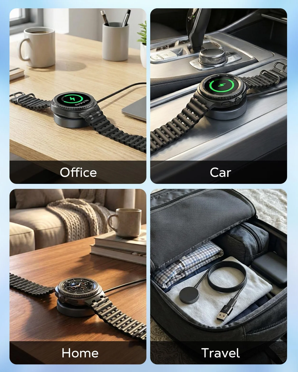 MoKo Type C Galaxy Watch Charger for Samsung Galaxy Watch 8/8 Classic/7/Ultra/6/6 Classic/5/5 Pro/4/3/Active2/FE, Magnetic Charging Dock with 3.3FT Charging Cable and USB C to USB A Adapter