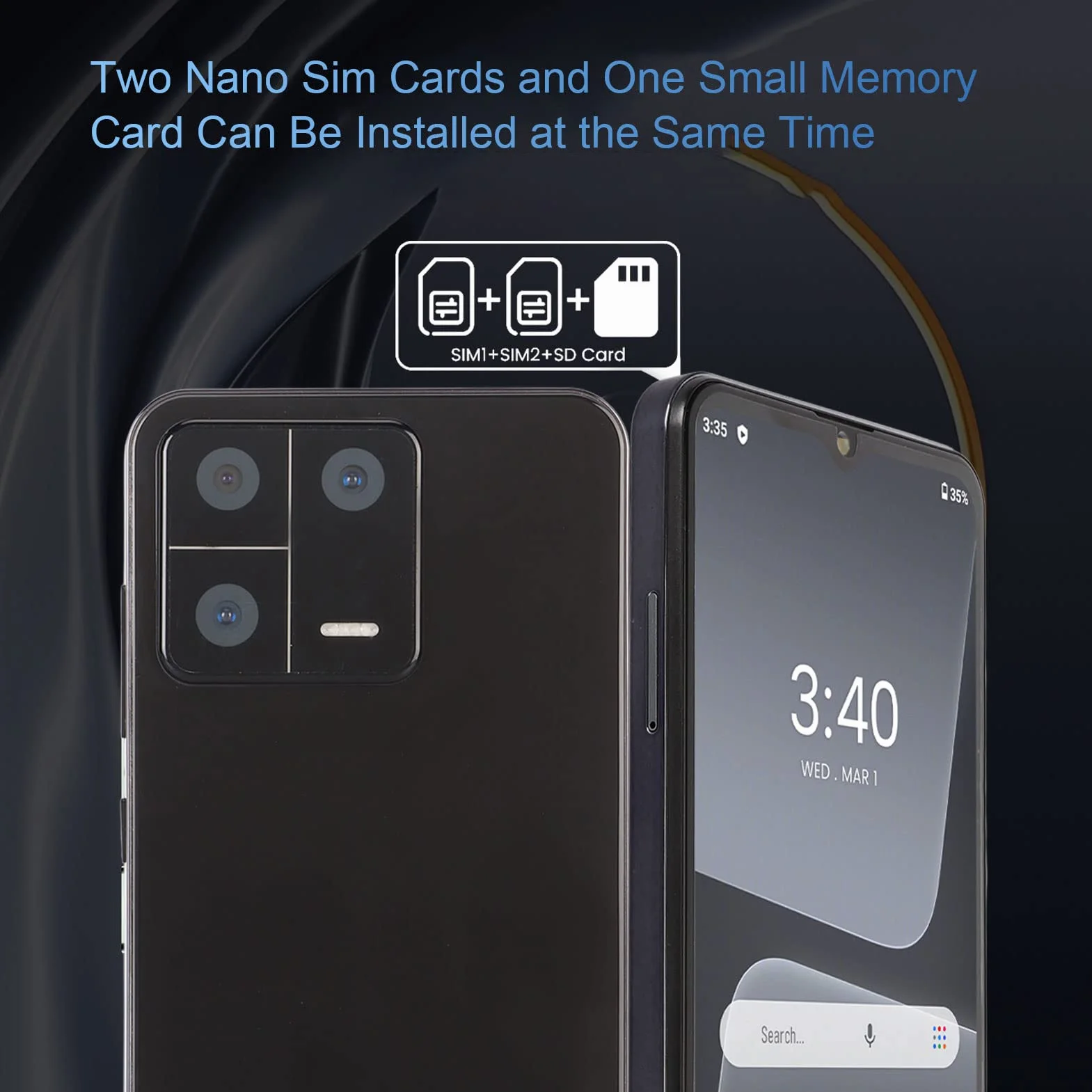 Smartfony, 6, 53 Calowy Telefon Komórkowy HD Z Odblokowaniem Twarzą, 6G 128G Czarny, Wbudowana Karta Pamięci 64G, 8 Rdzeniowy MTK HELIO, Podwójna Karta Double Stay, Telefon Komórkowy 5Gwifi (UE)