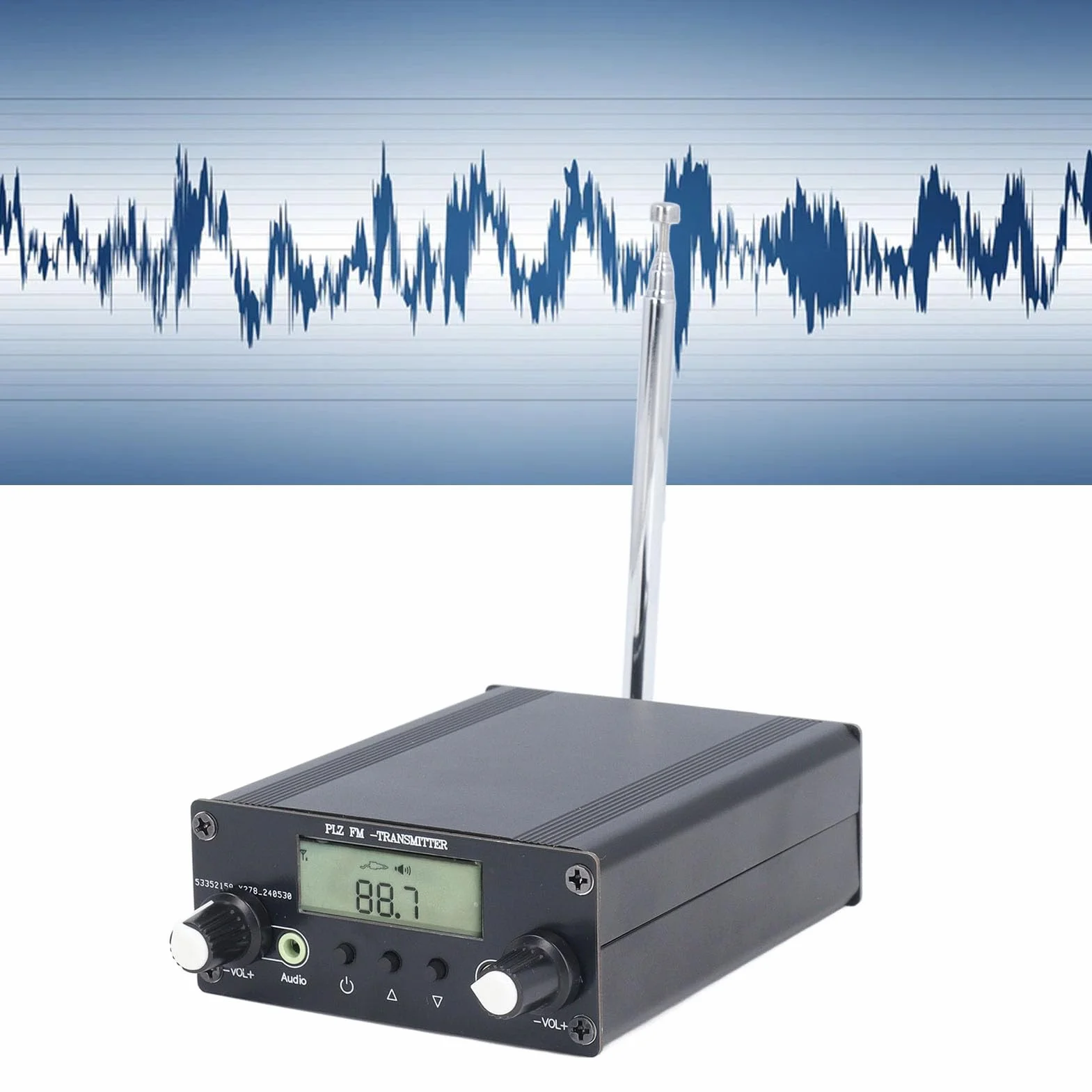 Naroote Nadajnik Stereo FM, Nadajnik Transmisji FM DC12V, Stacja Radiowa Dalekiego Zasięgu z Gniazdem Dźwiękowym Mikrofonu 3,5 Mm i Zasięgiem 76–108 MHz dla Kin, Domów i Bibliotek