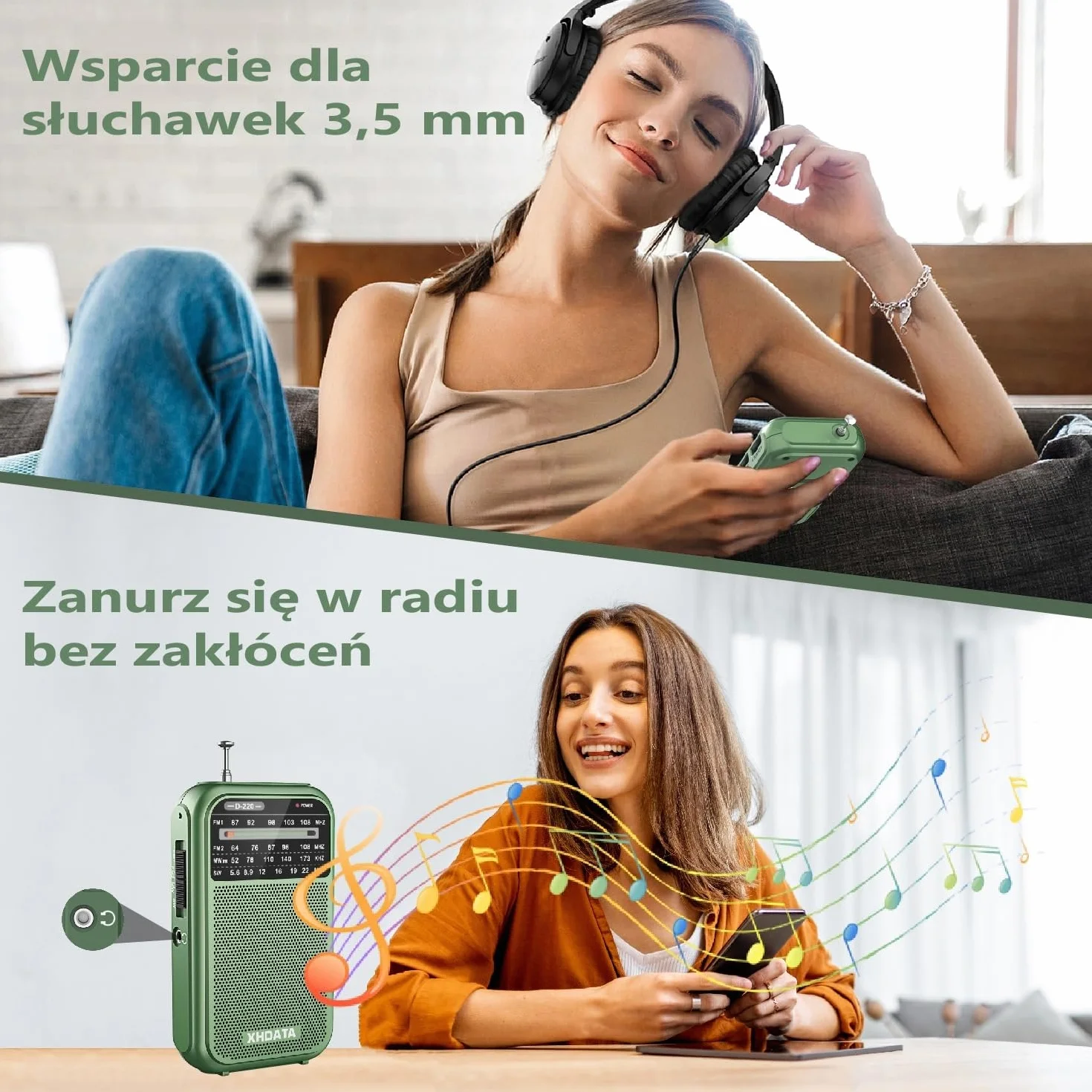 XHDATA D220 Mini Przenośne Radio Świata FM/MW/SW, Dobry Odbiór, Zasilanie Bateryjne, Kieszonkowe Retro, Średnie DSP, Wejście Słuchawkowe, Do Użytku Na Zewnątrz