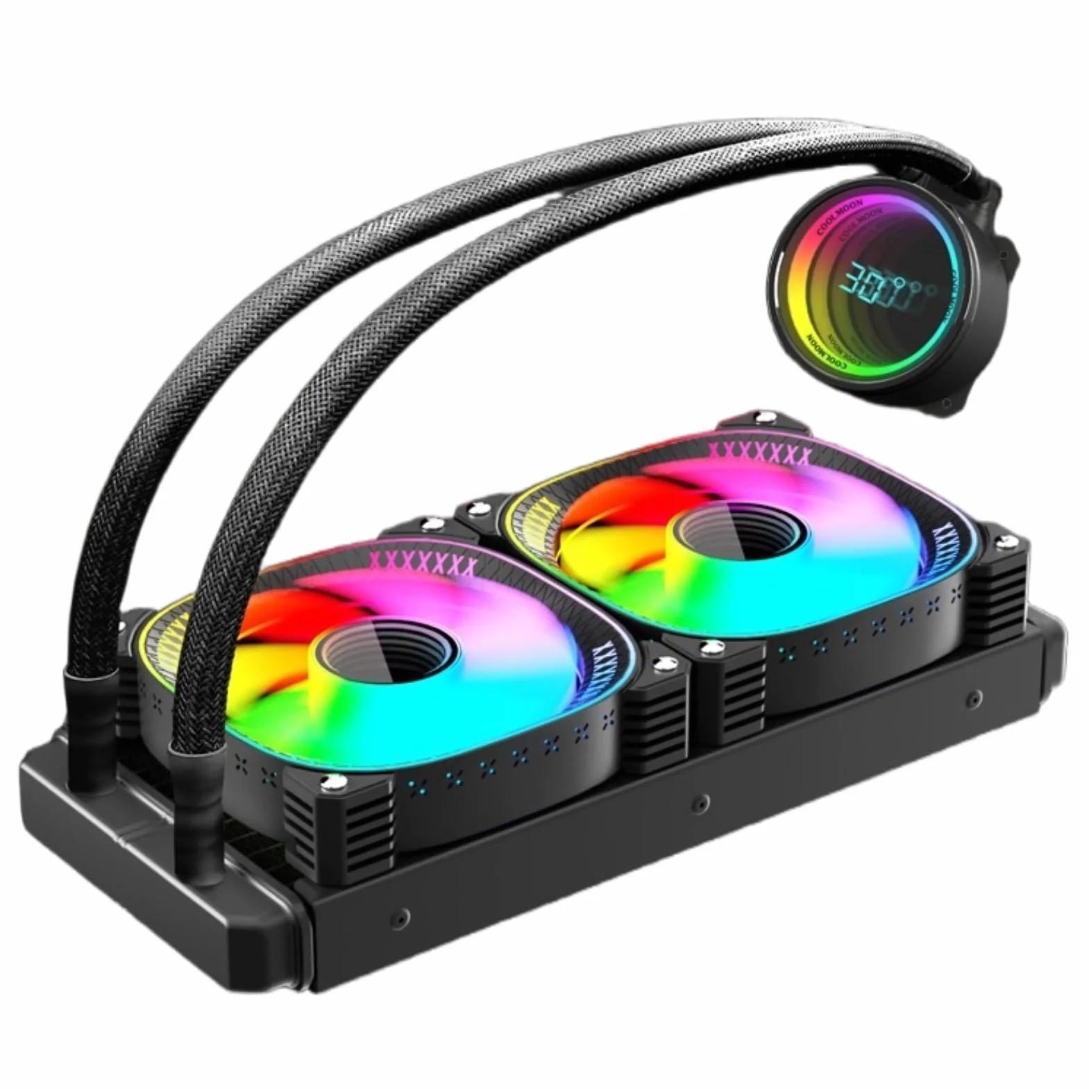 Jiawu Chłodnica Procesora Cieczowego 240Mm, Ekran LCD 2,2 Cala, Chłodnica AIO 240Mm ARGB, Podwójne Wentylatory PWM o Prędkości Obrotowej 1800 Obr./min, Obsługa AM4 AM5, LGA1851/1700 (BLACK)