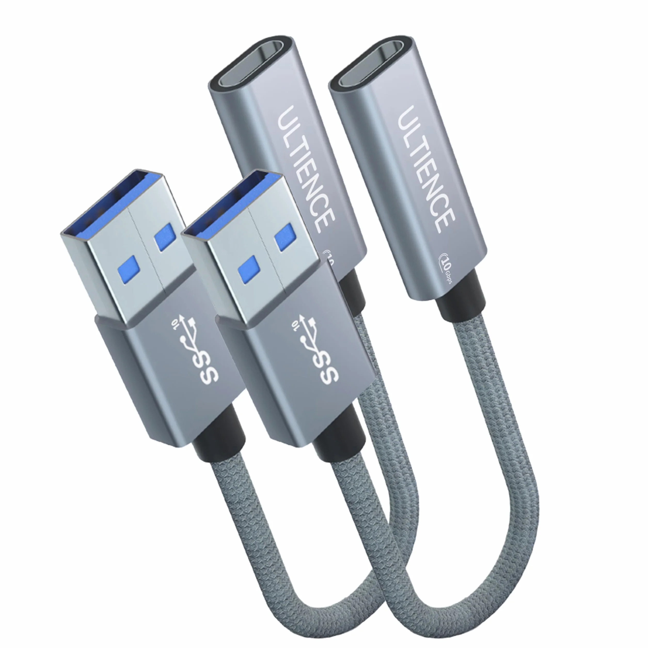 Ulepszony adapter USB A męski na USB C, 2-pak, konwerter USB 3.2, szybki transfer danych 10 Gb/s i szybkie ładowanie 60 W, kompatybilny z Apple/iPhone/iPad (12,5 cm szary)