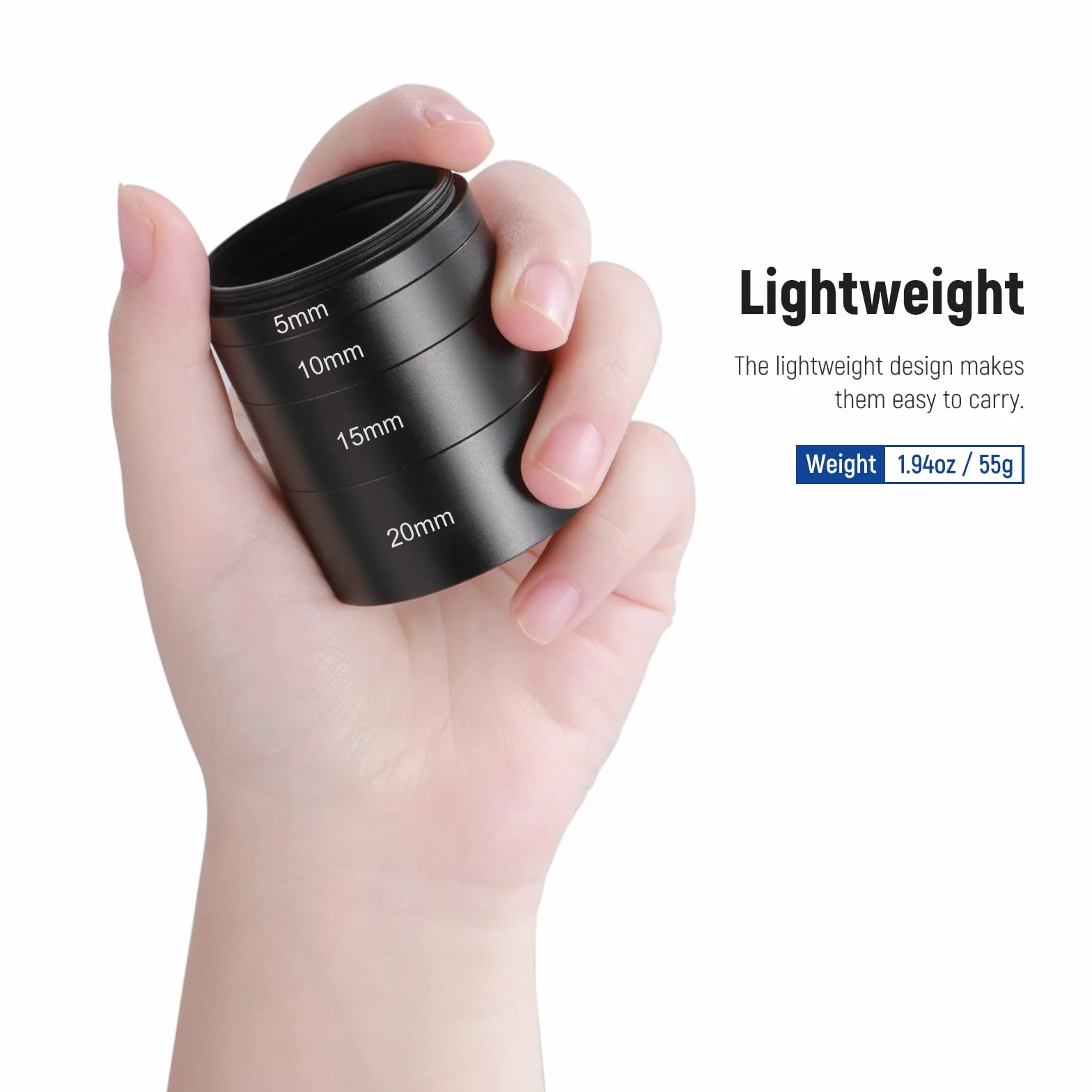 NEEWER Zestaw 4 rur przedłużających T2, rura przedłużająca 5 mm 10 mm 15 mm 20 mm z gwintem dwustronnym M42 x 0,75 mm, akcesorium teleskopu do astrofotografii