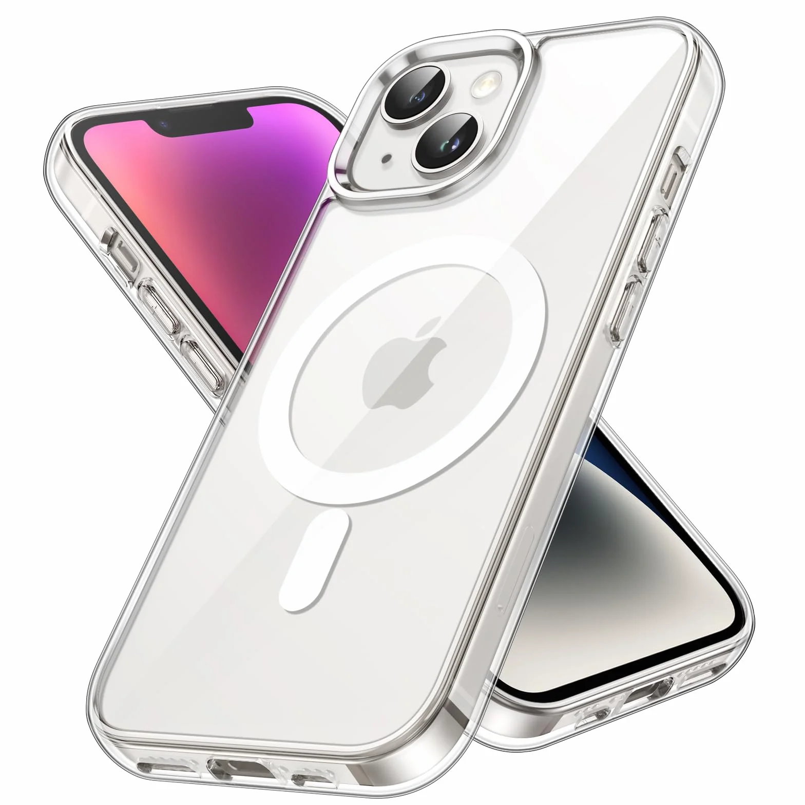 JETech Magnetyczna Etui dla iPhone 14 6,1 Cala Kompatybilny z MagSafe Bezprzewodowy Ładowanie, Odporny Wstrząsy Phone Bumper Case, Przezroczysty Tył, Odporny na Zarysowania (Przezroczyste)