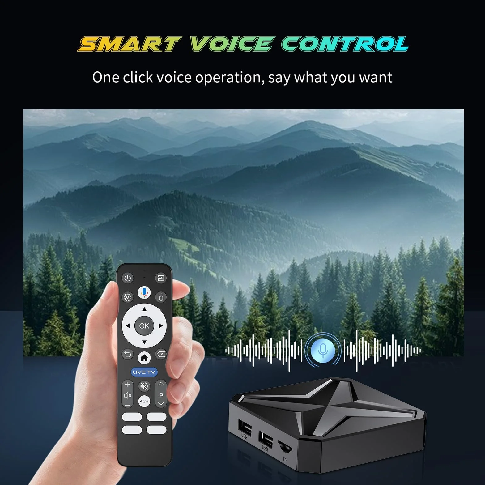Bewinner TV Box 8K z 2 GB RAM 16 GB ROM RK3518, Czterordzeniowy A53 Dwuzakresowy Dekoder Wi-Fi6 Mali 450 MP2 GPU 4K 8K, Odtwarzacz Multimediów Strumieniowych z Pilotem Głosowym do Domowej (wtyczka UE)