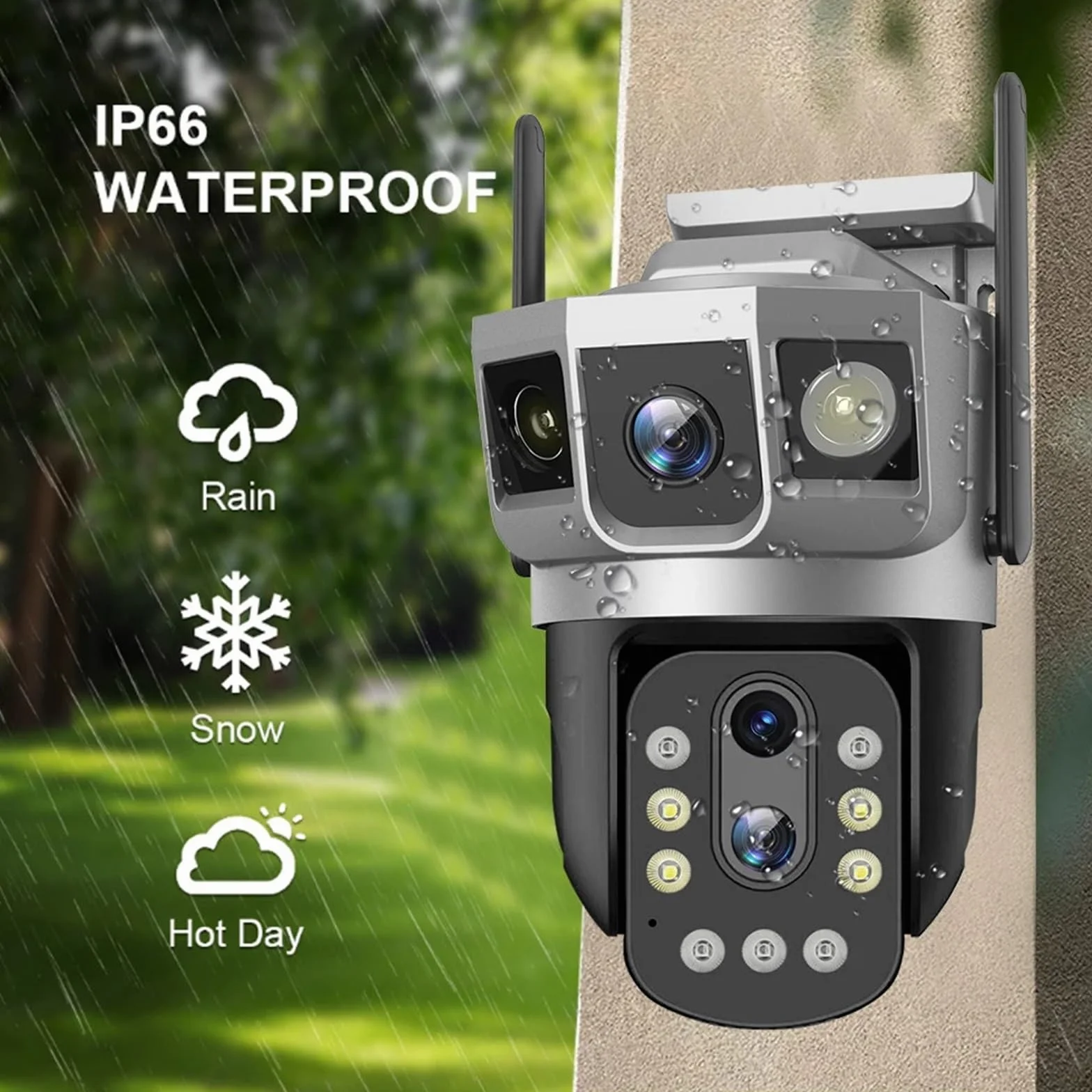Kamera bezpieczeństwa, Kamera IP 2MP z trzema ekranami, 4G/WiFi, 10-krotny zoom optyczny, automatyczne śledzenie PTZ, kolorowa wizja nocna, bezprzewodowy monitor bezpieczeństwa(128GB Card)