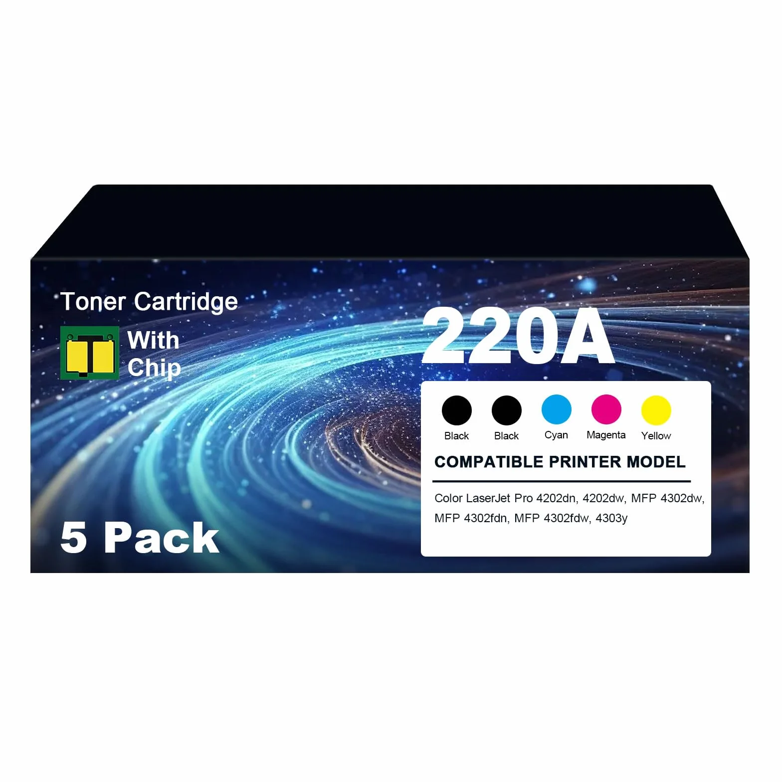 220 A wkład z tonerem zamiennik do HP Color LaserJet Pro 4202dn, 4202dw, MFP 4302dw, MFP 4302fdn, MFP 4302fdw, 4303y - z chipem (2 czarne, 1 cyjan, 1 magenta, 1 żółty)