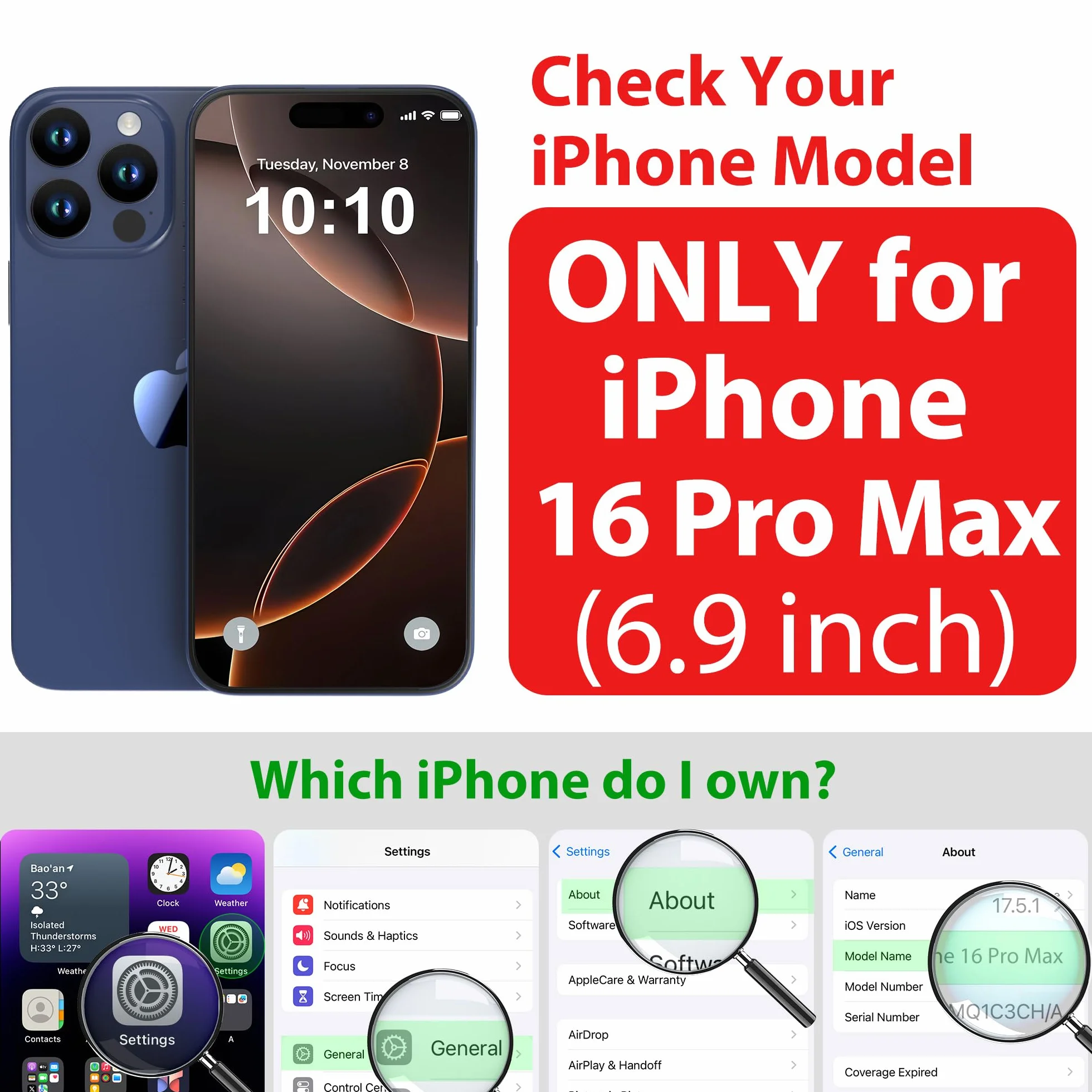 SPORTLINK Wodoodporne etui do iPhone'a 16 Pro Max - odporne na wstrząsy, wytrzymałe etui przednie i tylne [wbudowana osłona ekranu/aparatu] 360 ochrona całego korpusu [pyłoszczelne] [IP68 podwodny