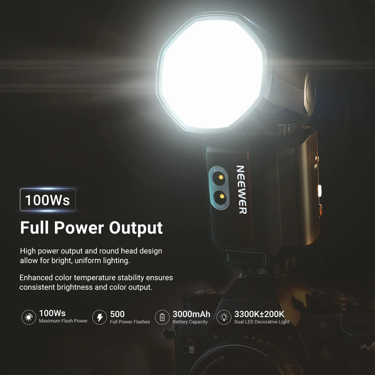 NEEWER Lampa błyskowa 100 W, 2,4G TTL, kompatybilna z aparatami Fujifilm, ekranem dotykowym, HSS 1/8000, 2 lampy sterownicze, przełącznik TTL/M, bateria 3000 mAh/500 pełnej mocy, oświetlenie do studia