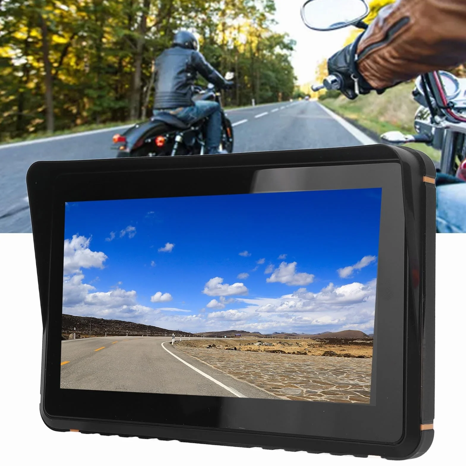 Motocyklowa nawigacja GPS 7-calowy ekran dotykowy HD IPS z bezprzewodową obsługą CarPlay i Android Auto, wodoodporny nawigator Bluetooth IPX7 do planowania trasy motocykla i
