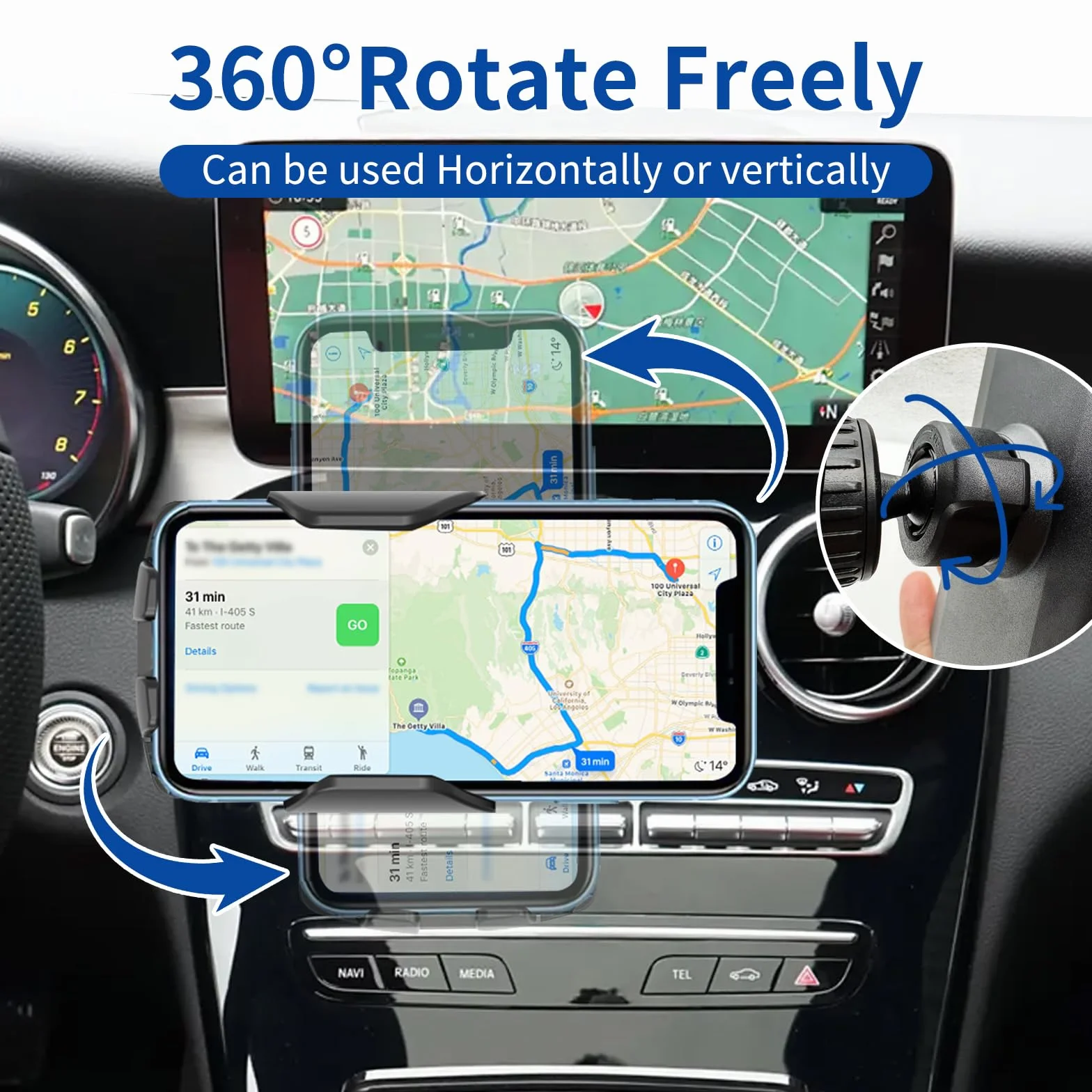 Samochodowy uchwyt na telefon pasuje do Mercedes Benz 2015-2021 klasy C i 2016-2022 GLC uchwyt na telefon, nawigacja, do telefonu komórkowego, akcesoria samochodowe, uchwyt zapobiegający wstrząsom