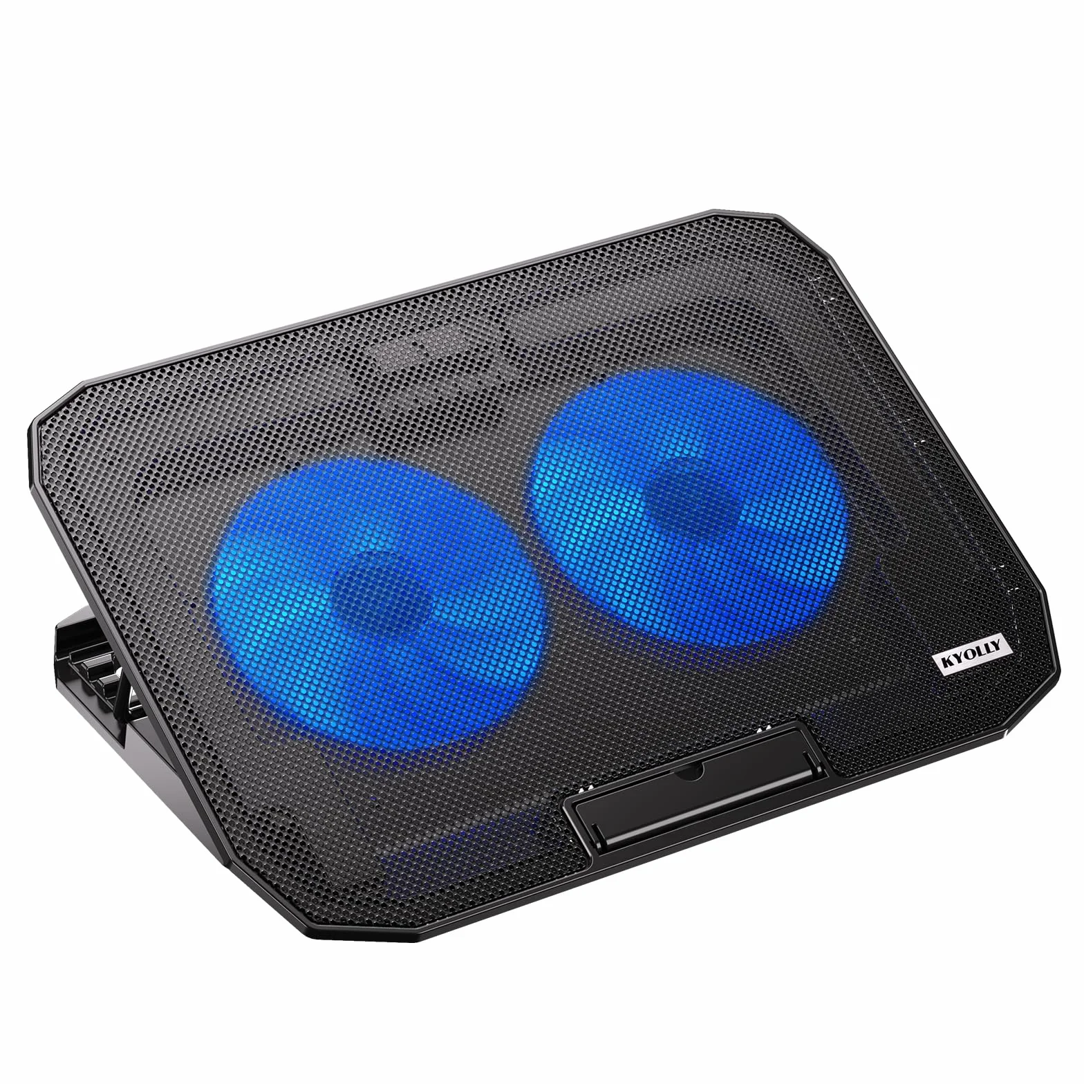 KYOLLY Ultra cienka podkładka chłodząca do laptopa 10-15,6 cala, przenośna chłodziarka do notebooka z 2 cichymi dużymi wentylatorami, wentylator do laptopa do gier, regulacja prędkości wiatru, 5