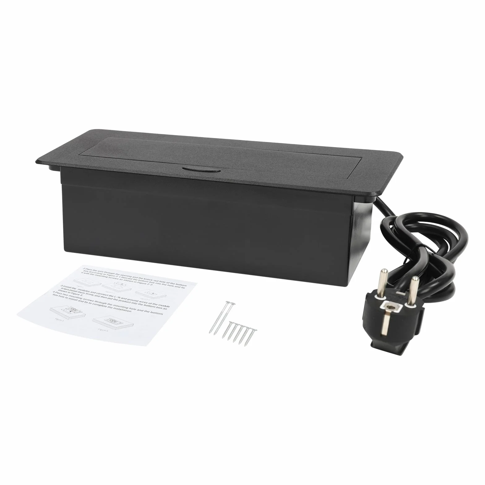 Wysuwana listwa zasilająca, gniazdo wtykowe do zabudowy z USB + typ C Pop Up, gniazdko biurkowe, gniazdko na biurko z 2 gniazdami UE do blatu roboczego, biura (czarna)