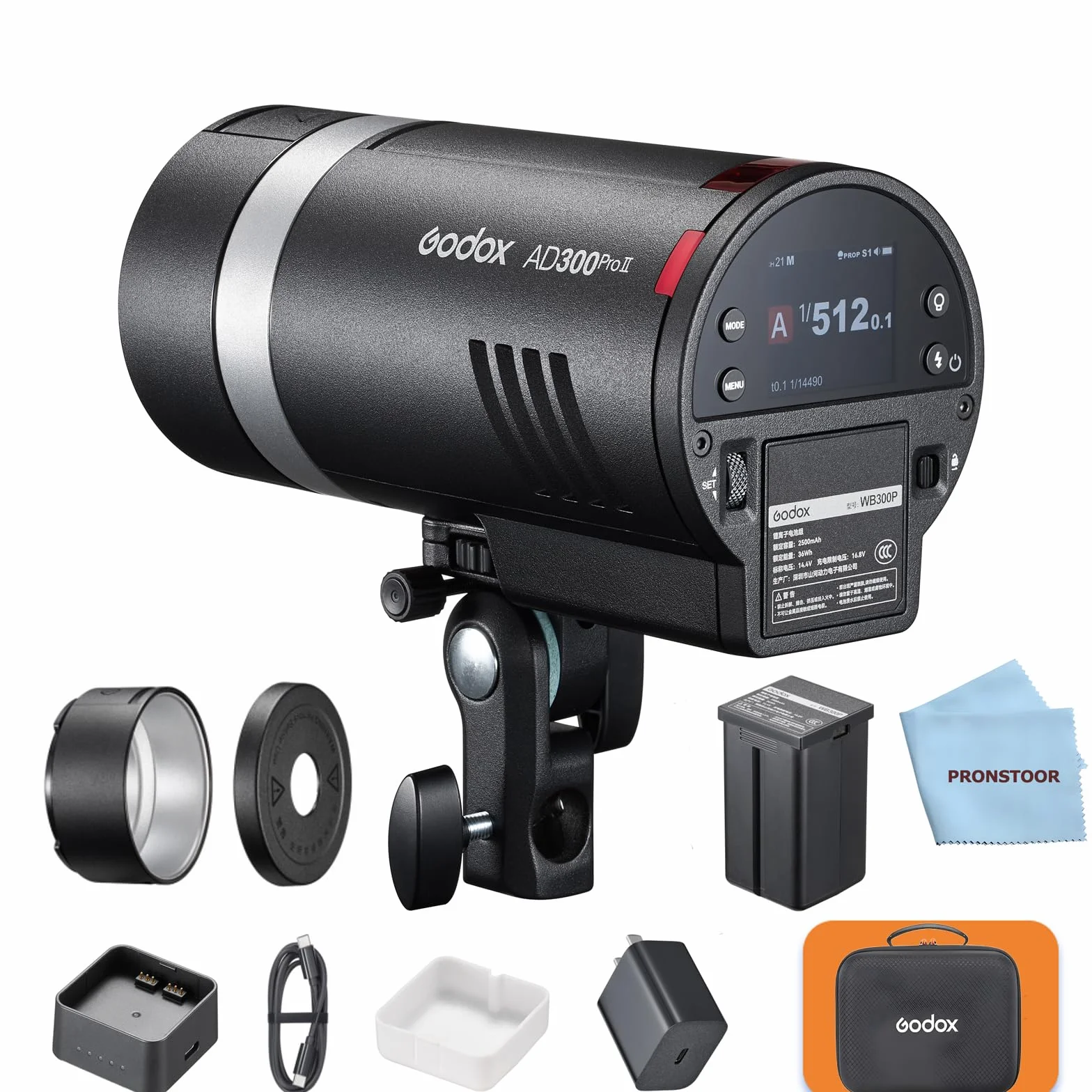 Godox AD300Pro II AD300ProII lampa błyskowa, One-Tap Sync z wyzwalaczem GODOX X3 Pro/X3, 300 W 2,4 G TTL HSS 1/8000s lampa błyskowa studyjna Monolight, 0,01-1,5 s recykling/16-kolorowe grupy kolorów