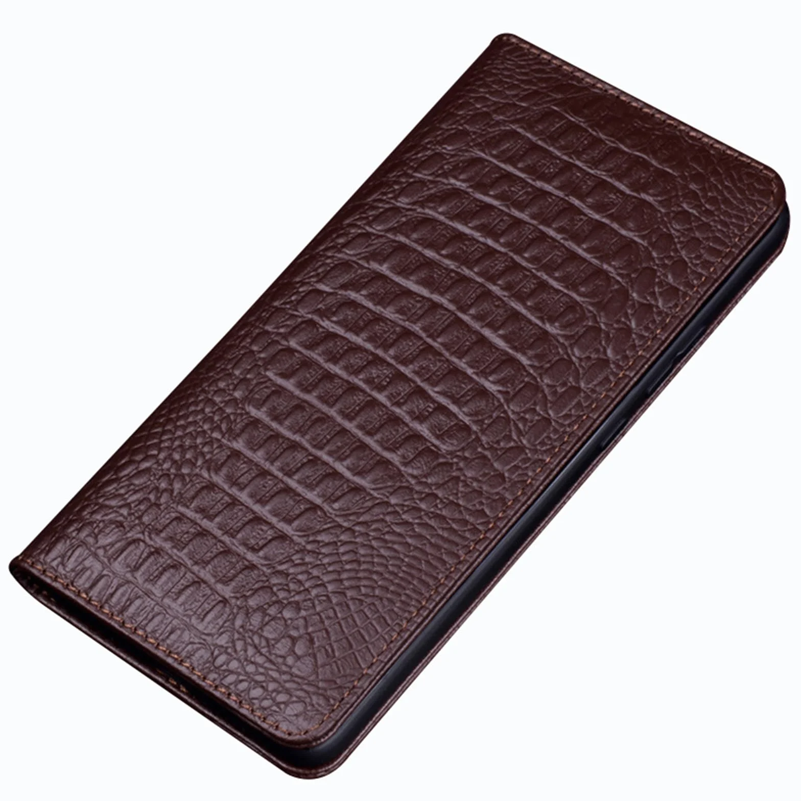 Etui do Honor Magic 8 Pro/8, etui z klapką z prawdziwej skóry, tekstura krokodyla, magnetyczne zamknięcie, funkcja stojaka, odporne na zarysowania, brązowe, 8Pro