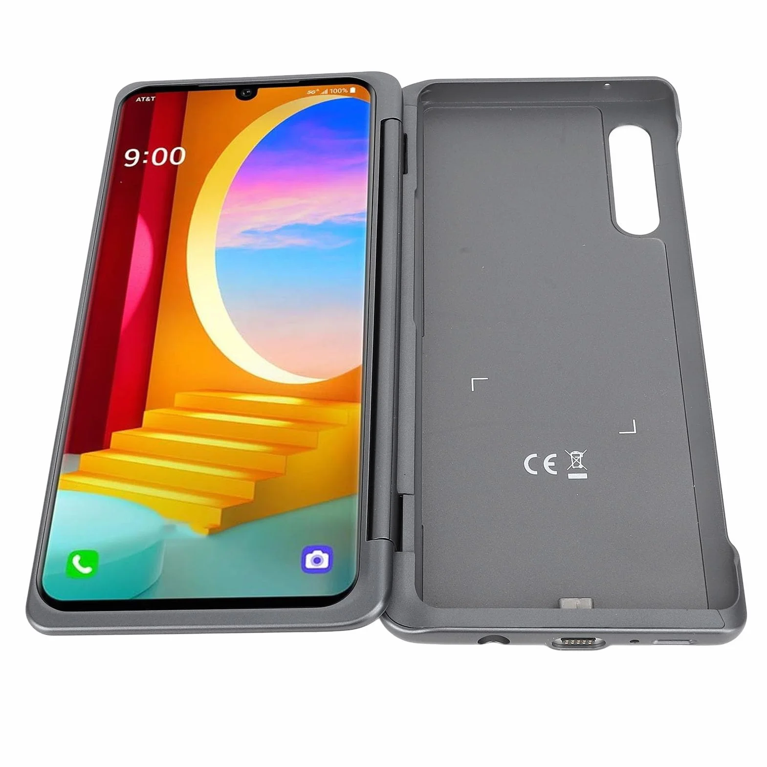 AMONIDA Etui na Telefon z Dwoma Ekranami i Adapterem Magnetycznym Typu C do Telefonu Velvet 5G G9, Elastyczny Zawias Umożliwiający wielozadaniowość, Wirtualny Joystick do Gier, materiał ABS (GRAY)