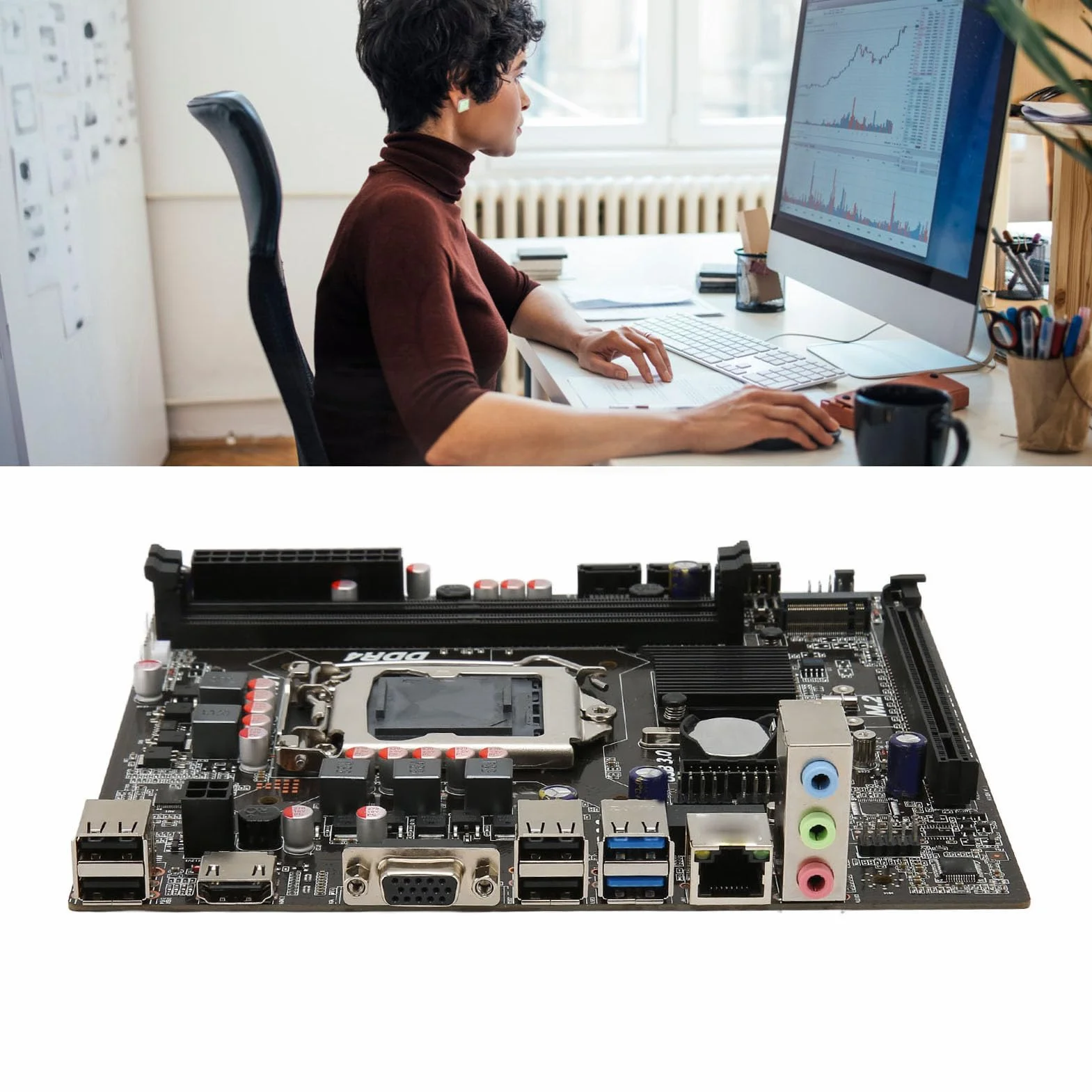 Płyta Główna H110 MATX - Obsługuje Procesory LGA 1151 6./7./8./9. Generacji, z dwukanałową pamięcią DDR4, PCIe 3.0 X16, Gniazdem M.2, VGA, USB 3.0, USB 2.0,3.0