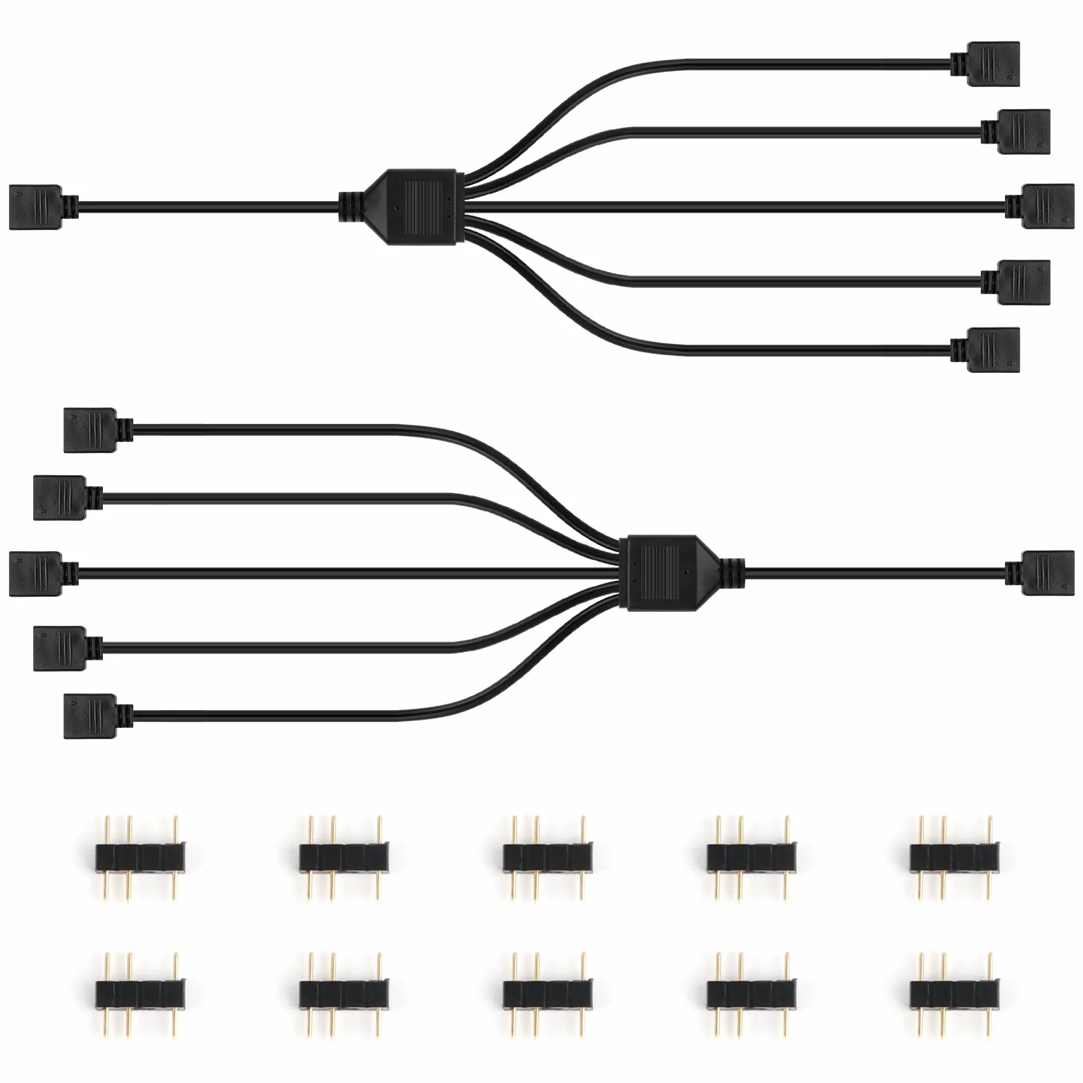 2 szt. rozdzielacz wentylatora RGB adapter 5 V, 1:5 przedłużacz do wentylatora chłodnicy z wtyczkami do obudowy komputera CPU
