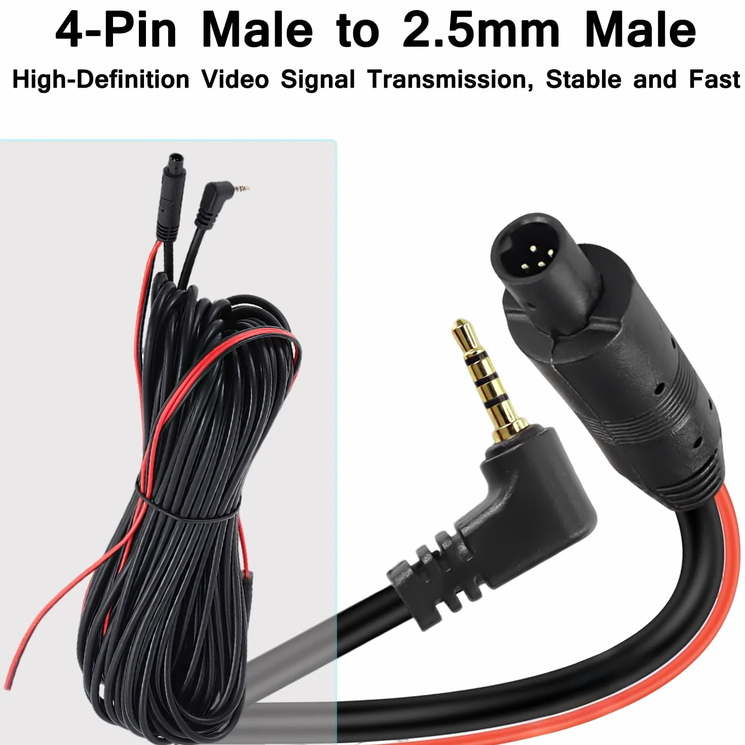 Kabel przedłużający kamery samochodowej 10M 4-pinowy 2,5 mm do ciężarówek i kamperów