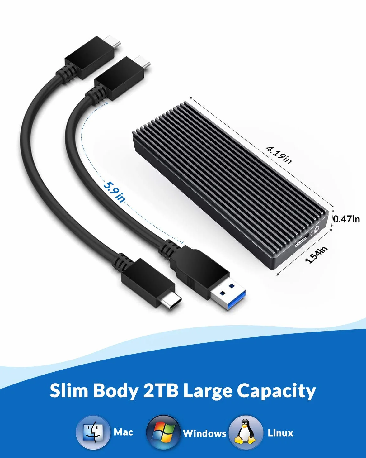 ORICO NVMe M.2 SSD obudowa 20 Gbps do 2000 MB/s, USB 3.2 Gen2x2 USB-C aluminium NVMe adapter do PCIe NVMe M-Key/B+M Key 2230/2242/2260/2280 -M2PAC3