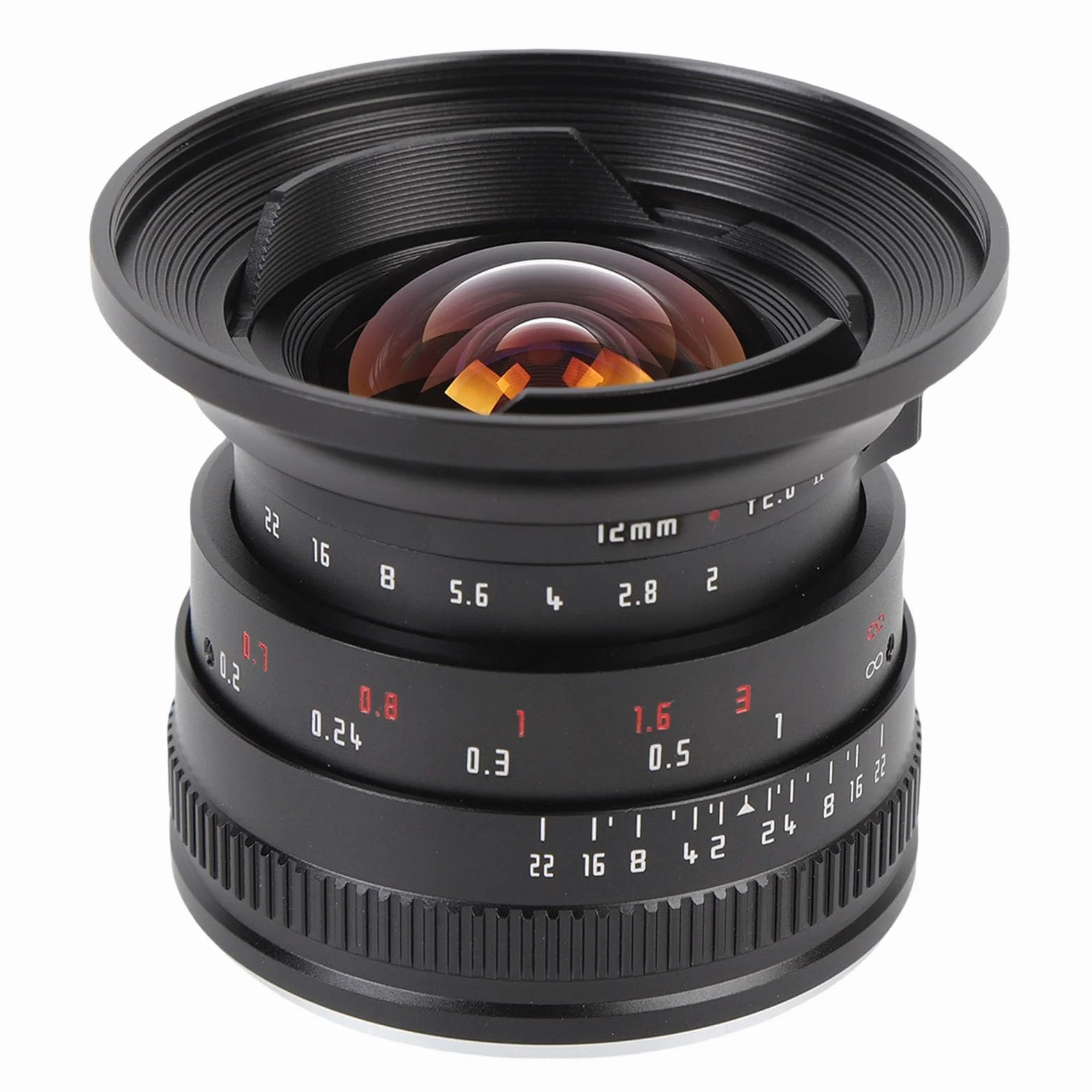 Obiektyw Stały o Dużej Przysłonie 12 Mm F2.0 z Ręcznym Ustawianiem Ostrości, Stały Obiektyw z Ręcznym Ustawianiem Ostrości i 10-listkową przysłoną do Kamer z Mocowaniem M4/3 GF8 (Czarny)