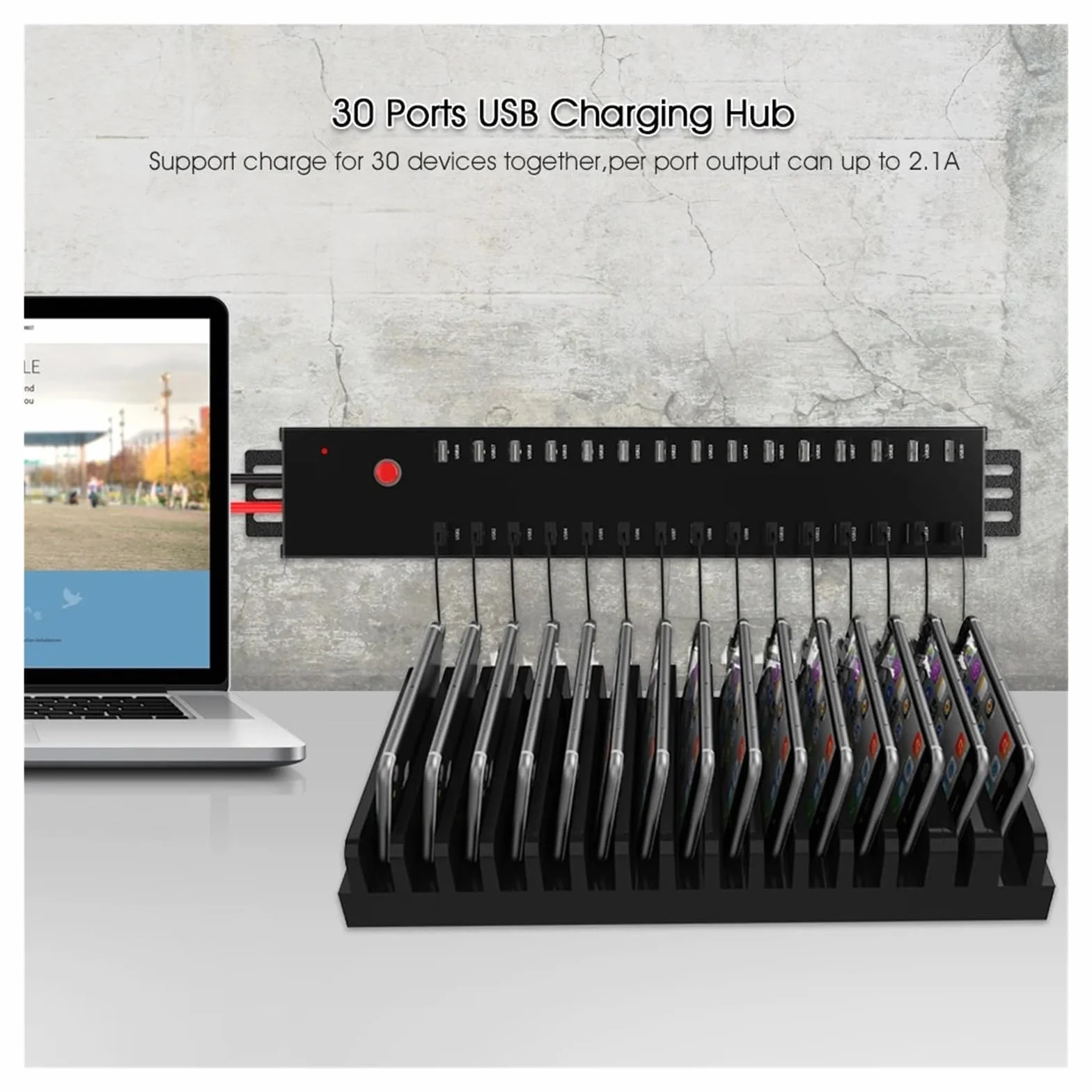 30-portowy Koncentrator USB Przemysłowa Stacja Dokująca O Mocy 300 W. Wieloportowa Ładowarka USB Szerokie Zastosowanie