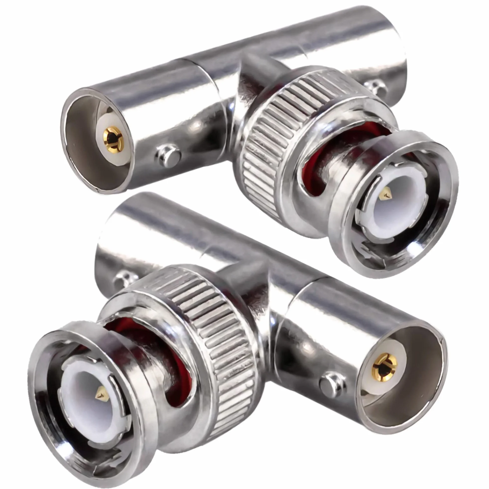 Złącze BNC Triple Tee - męski na podwójny żeński adapter koncentryczny RF w kształcie litery T do kabla koncentrycznego Security CCTV DVR Camera - 3-drożny rozdzielacz łączący 2 szt