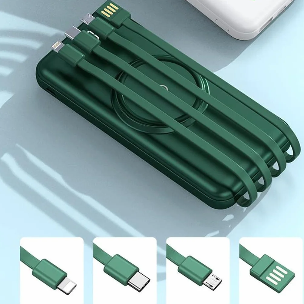 JJJ Awaryjna o dużej pojemności jest wyposażony w czteroprzewodowy powerbank 20.000 mAh telefon komórkowy o dużej pojemności Praktyczne zasilanie przenośne (kolor: biały, rozmiar: 30 000 mAh)