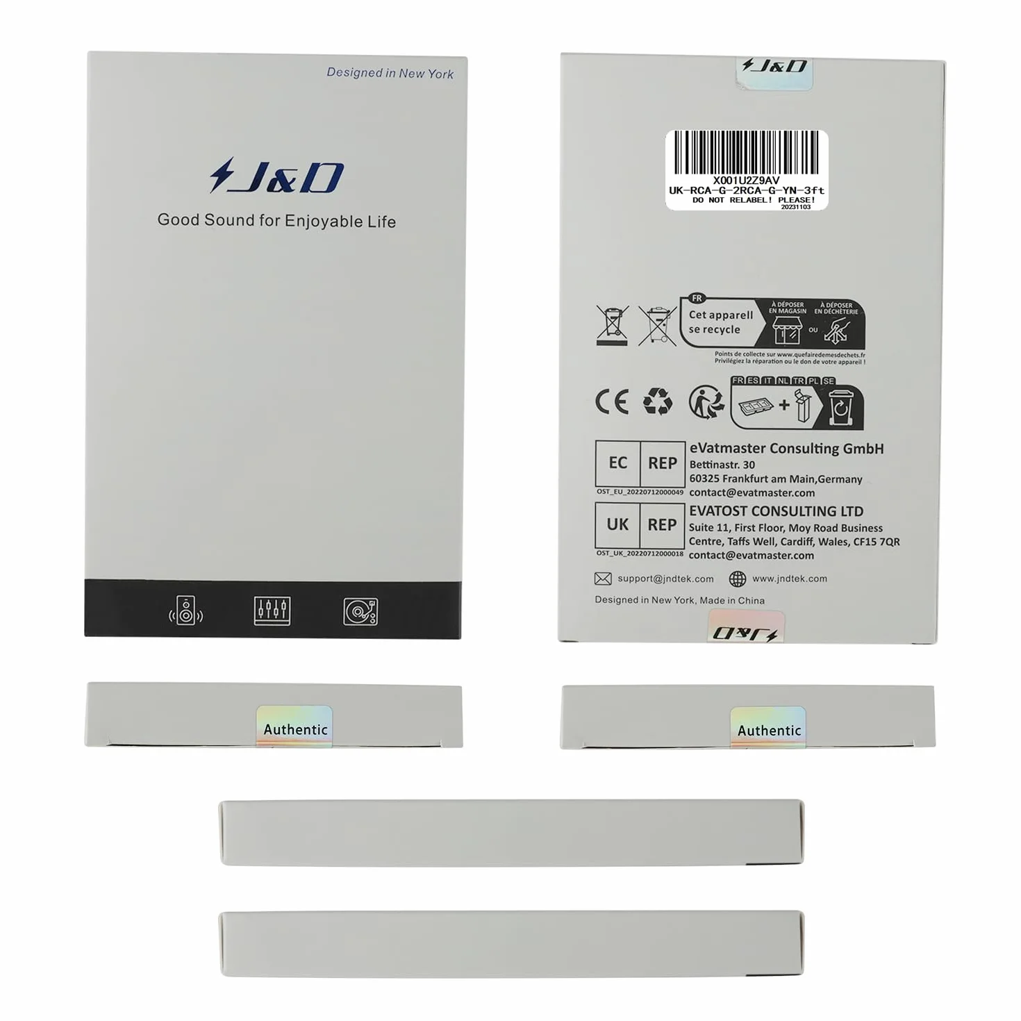 J&D Kabel RCA, 1 na 2 wtyki rozdzielacz Y, cyfrowy kabel stereo do subwoofera, kina domowego, 0,9 m