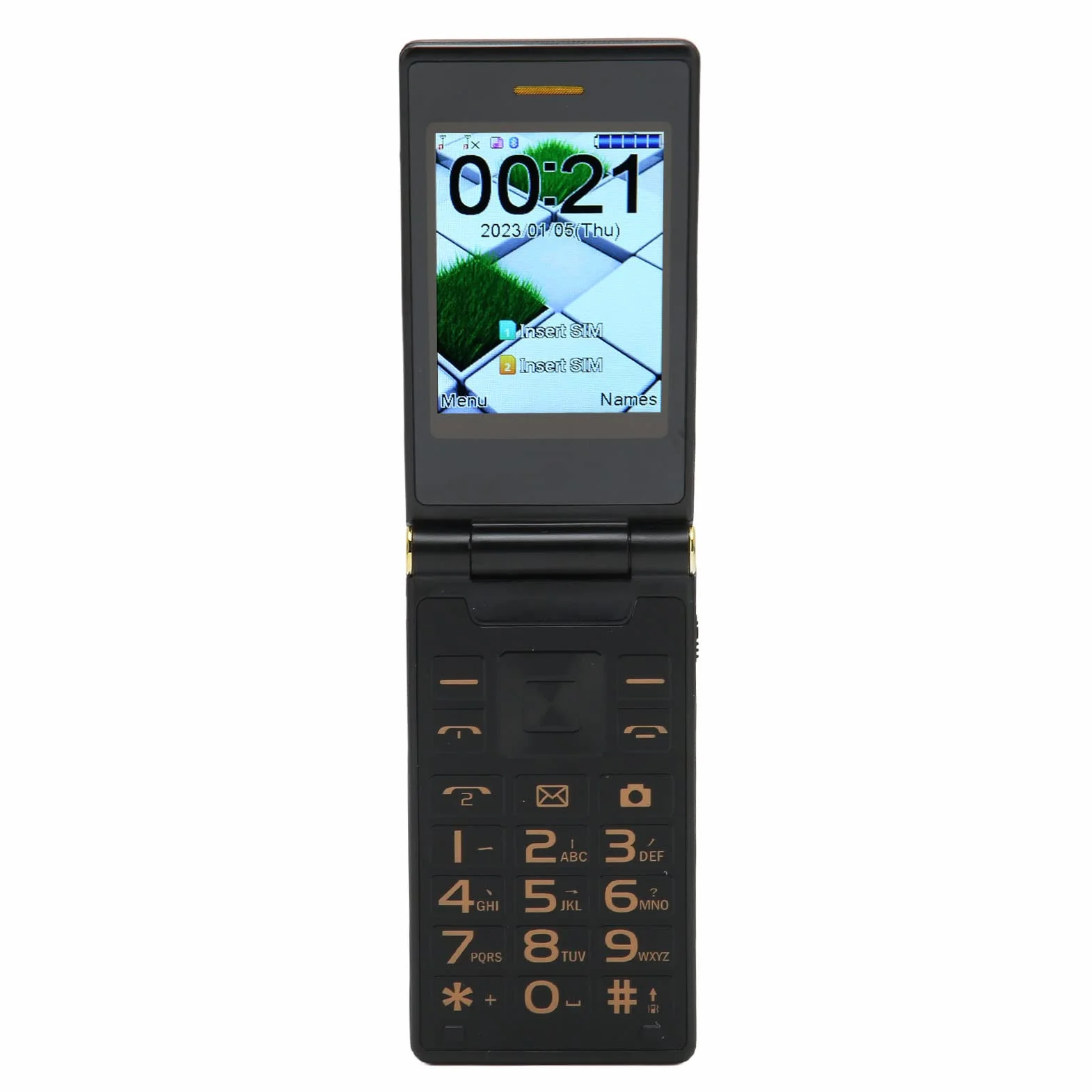 Telefon z klapką dla Seniorów, Odblokowany Telefon Komórkowy 2G Dual SIM, 3-calowy Podwójny Ekran, Bateria 5900 MAh, głośność Dużego Przycisku, Obsługa Odtwarzacza Muzycznego (Zmatowiały kolor)