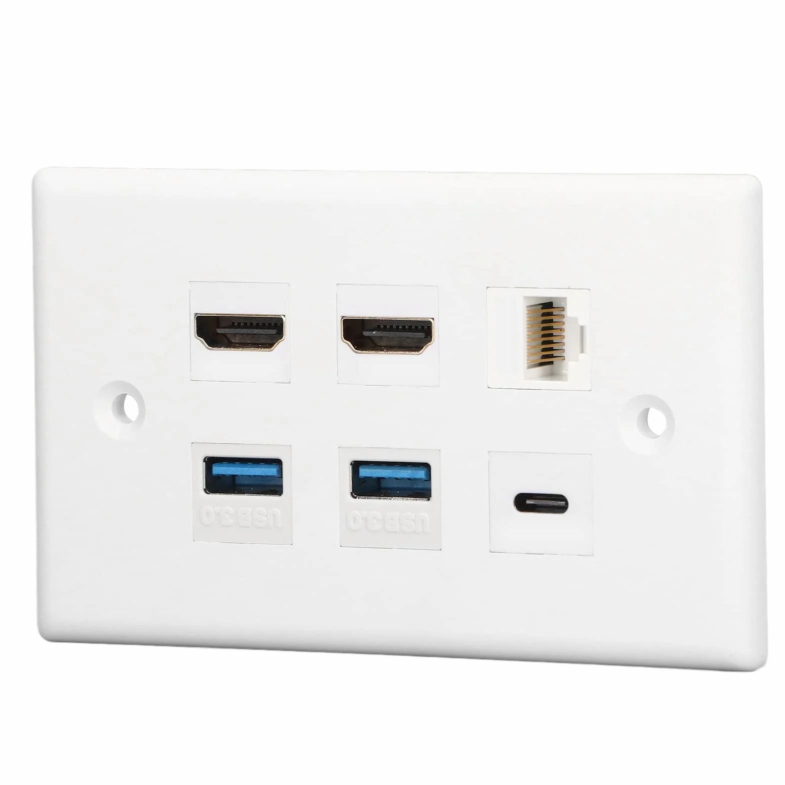 Bewinner 6-portowa płyta ścienna HDMI USB3.0 typ C RJ45 Cat6 Ethernet