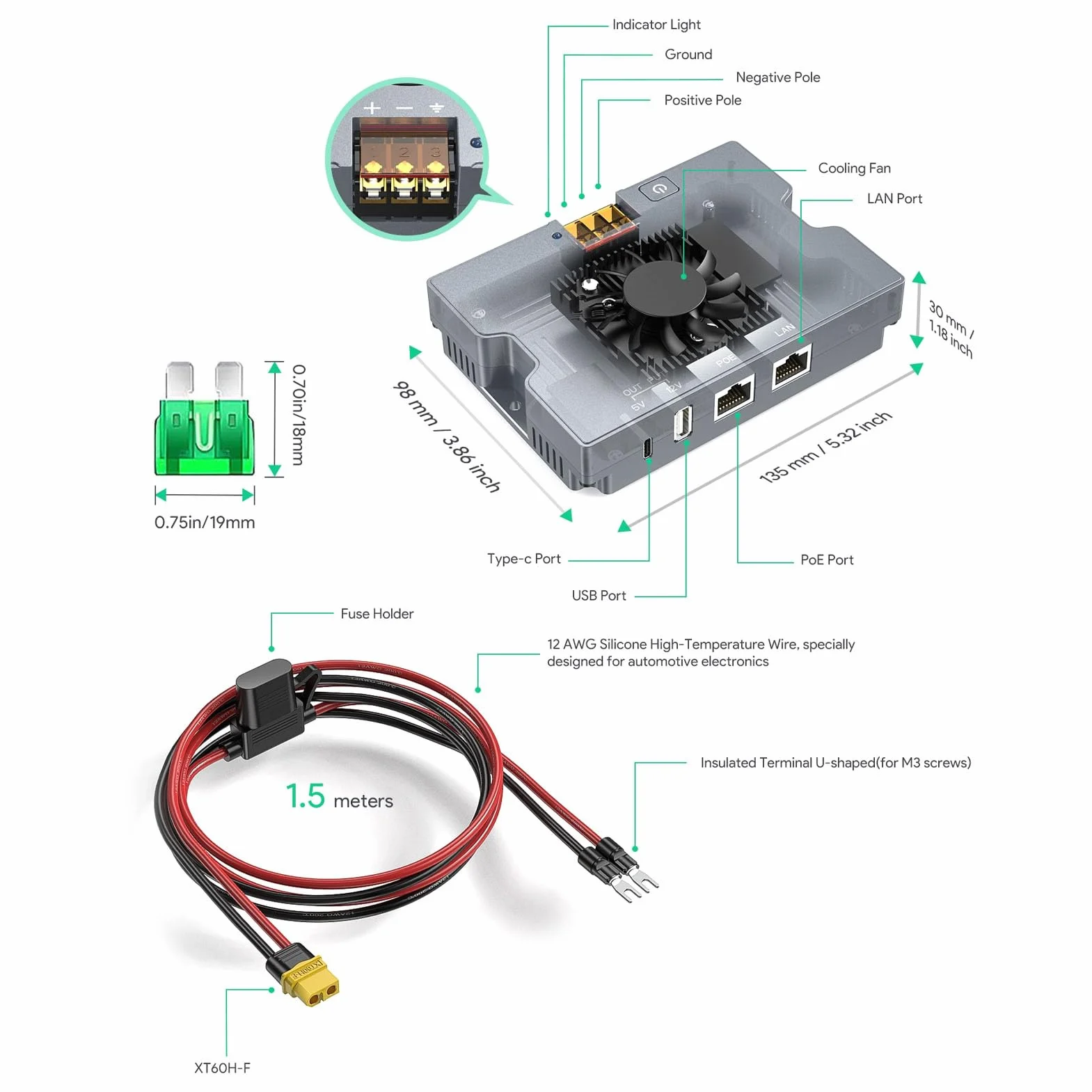 KUIDAMOS Wtryskiwacz PoE Wydajny dla Gen3 Dishy 6A Zasilacz 350 W do Zestawu Satelitarnego Internetu Stop Aluminium