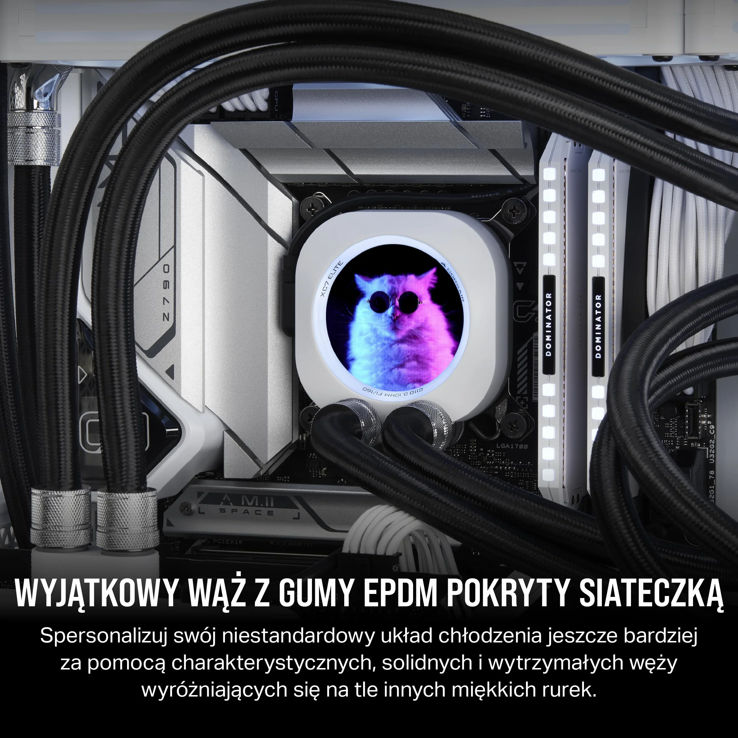 CORSAIR Hydro X Series XT Softline Wąż pokryty siatką - Łatwe przycinanie - Trwała guma EPDM - Czarny