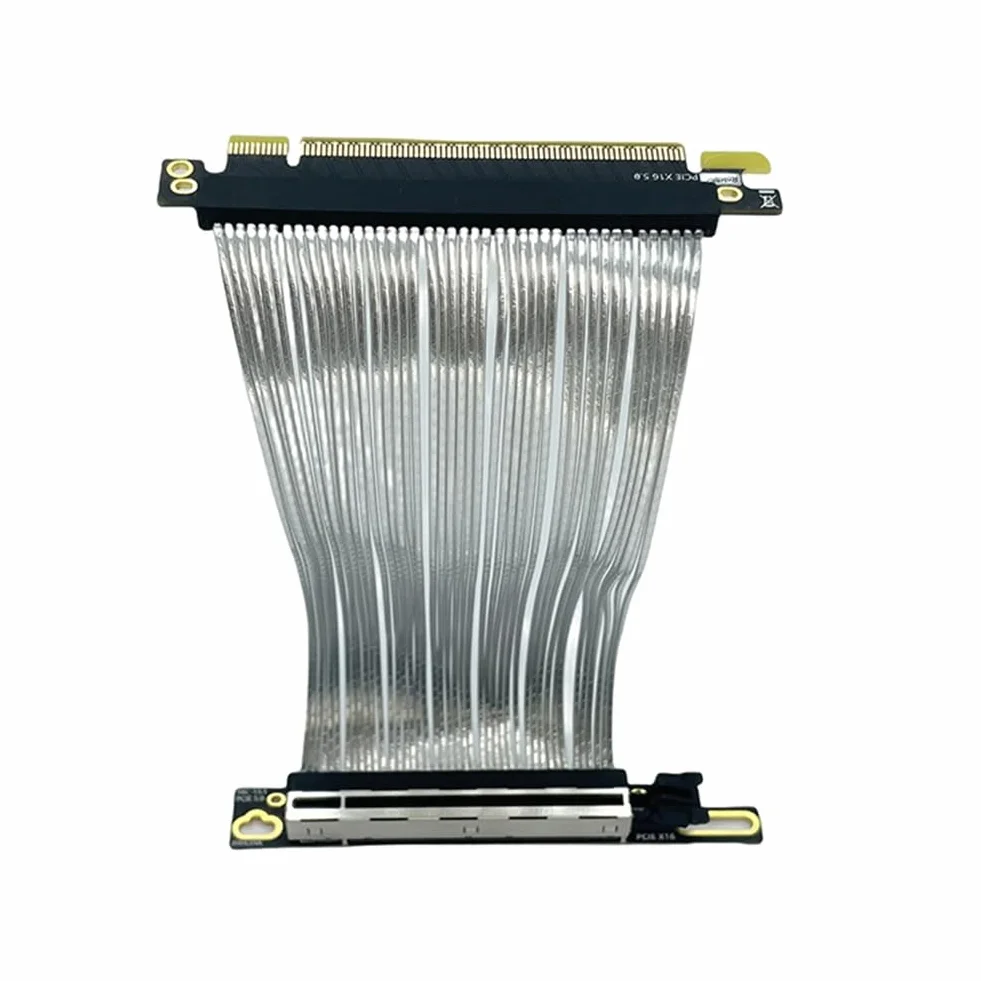 Kabel przedłużający do karty graficznej PCIe 5.0 X16 GPU PCI-E 5.0 Gen5 64 GB/S posrebrzany kabel kątowy 90° 15 cm