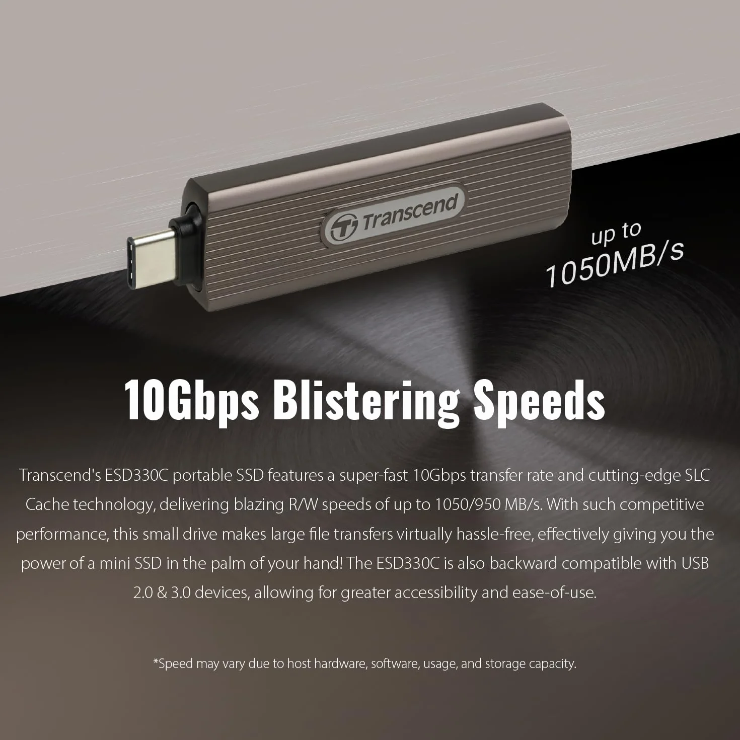 Transcend Przenośny dysk SSD ESD330C 1TB USB Type-C 10 Gbit/s – TS1TESD330C