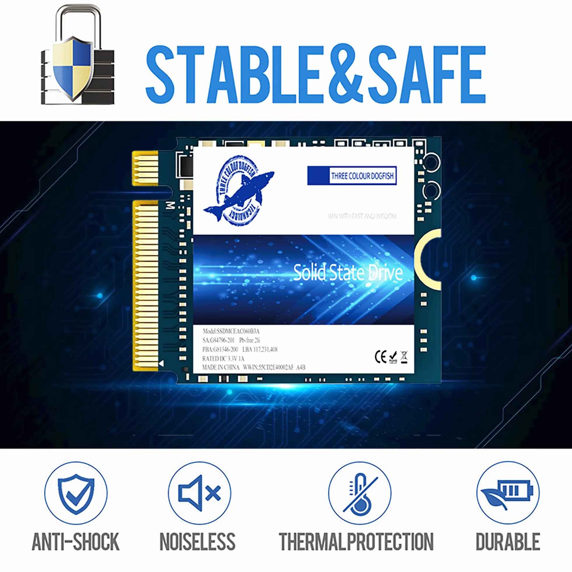 Dogfish SSD M.2 2230 1Tb NVMe PCIe Gen3.0x4 do stacji parowej, Surface Pro7/Pro8 +/Laptop Go/ProX/Laptop3/Laptop4, GPD, Xbox, PS5, Ultrabook, Laptop (M.2 2230 NVME, 1TB)