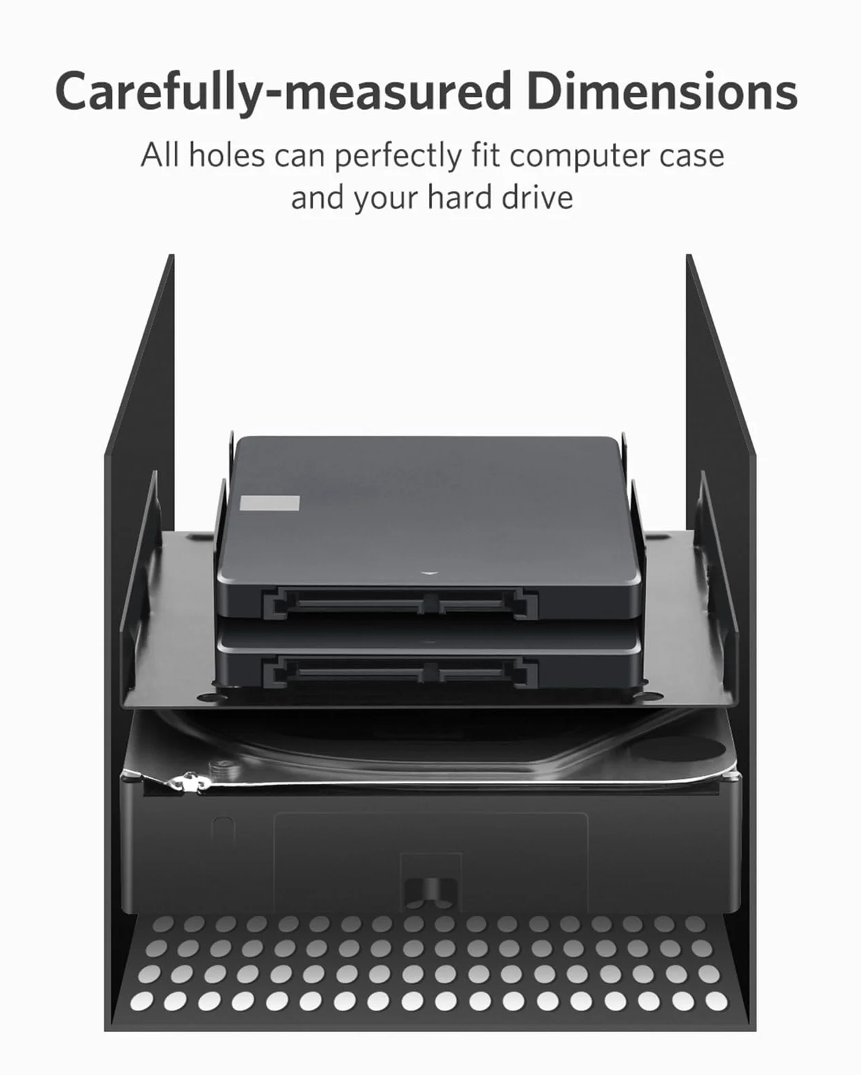 Inateck Ramka montażowa do dysku twardego 2,5" HDD/SSD, 2,5" na 3,5" wewnętrzny podwójny dysk twardy, obsługuje 1 lub 2 SSD/s, w zestawie akcesoria montażowe i kabel SATA 3