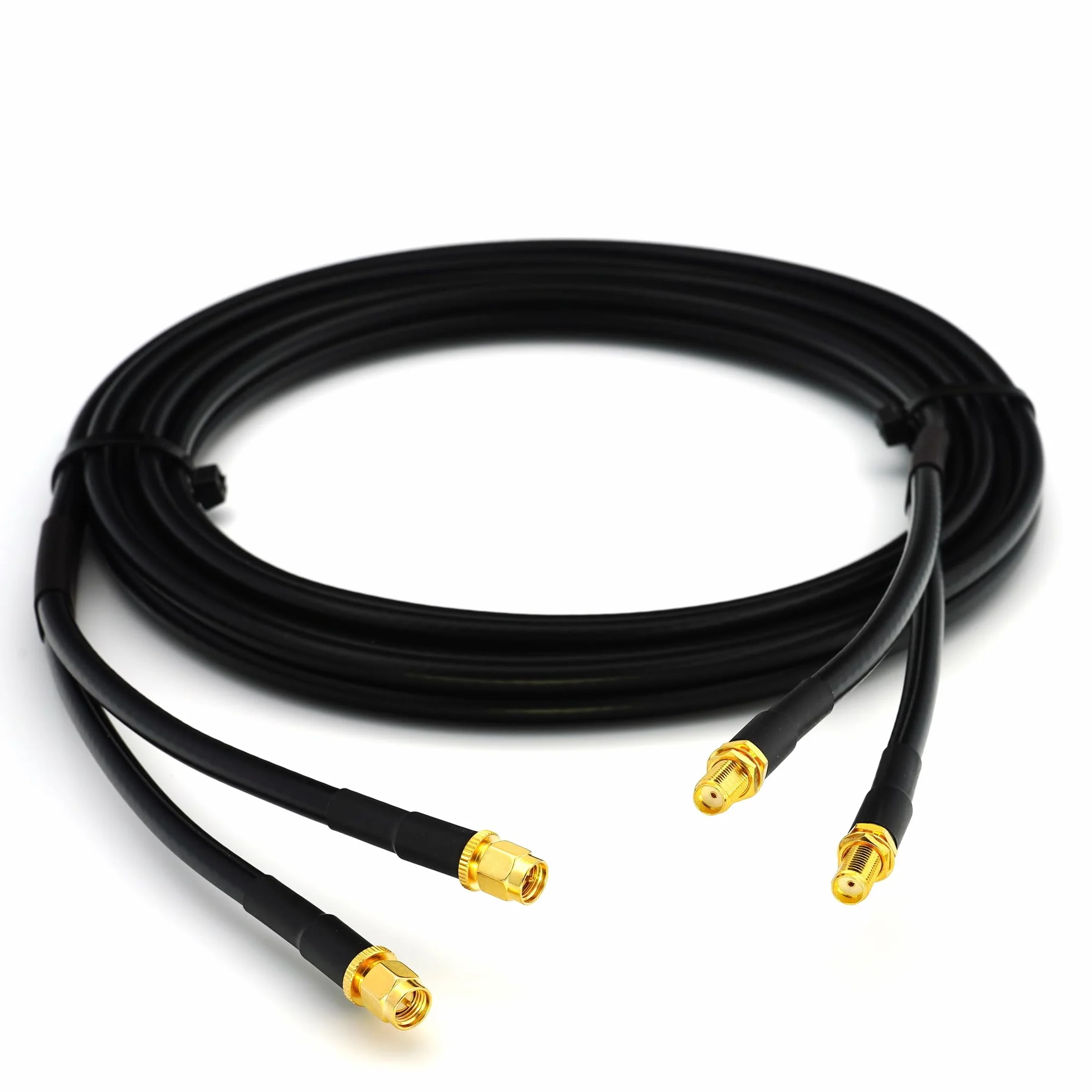 SMA Male to SMA Female 1m Twin Coaxial Cable – HF-240 (LMR240 equivalent) Bare Copper 50ohm Double Extension Cable – LTE CDMA GSM DCS 3G 4G 5G Mobile Signal Router Antenna